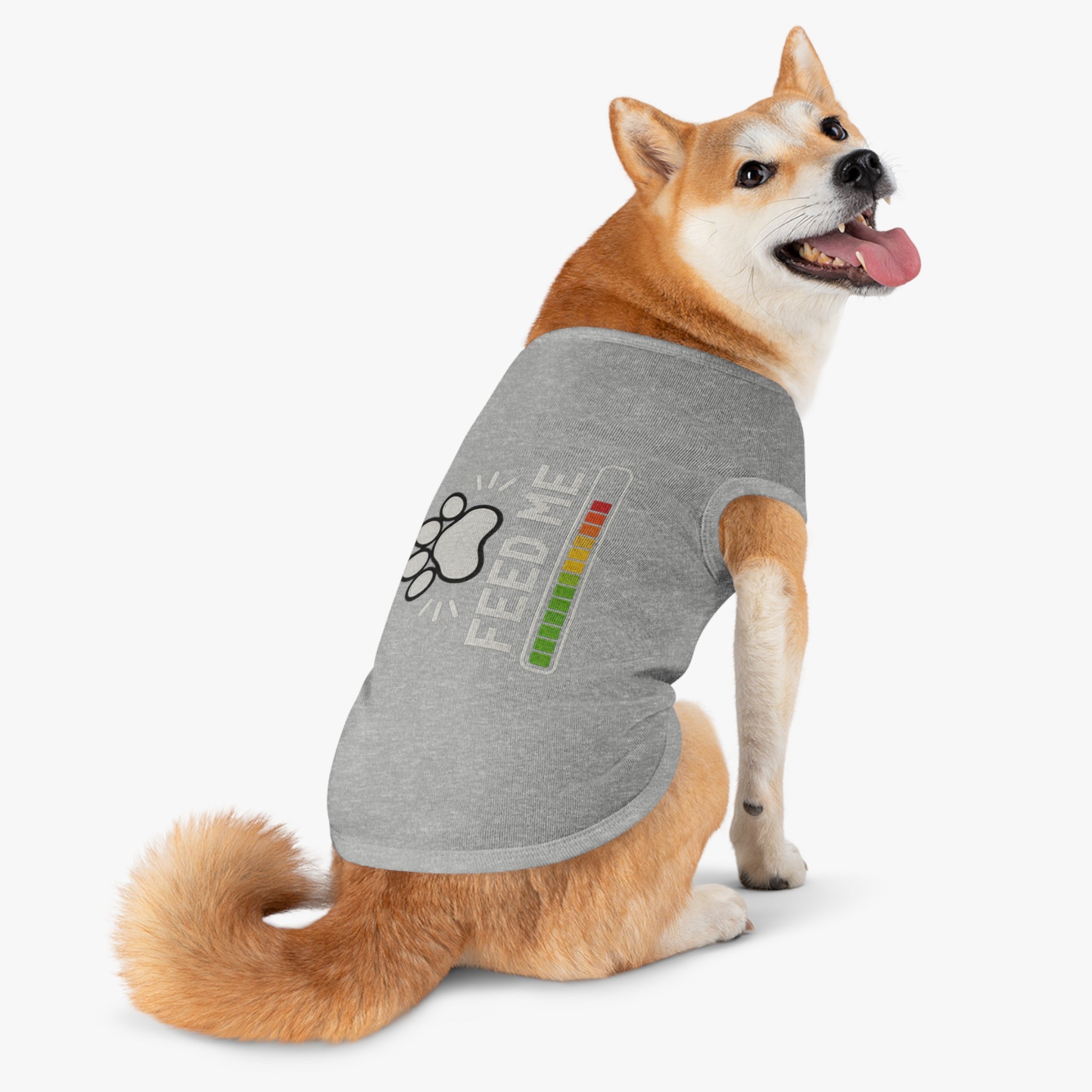 PG Pet Tank Top - "Feed Me" Paw Print Hunger Meter Dog & Cat Shirt
