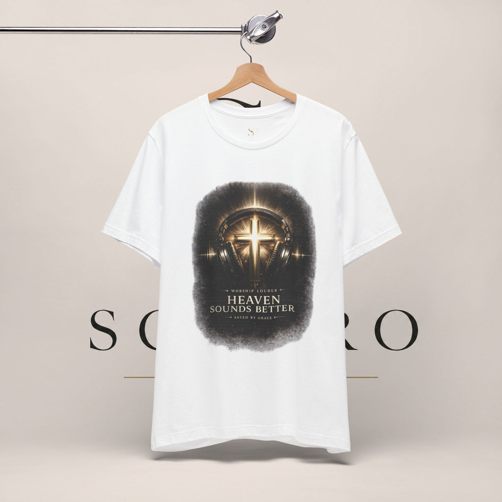 Youth Christian T‑Shirt - "Heaven Sounds Better" Cross Headphones Graphic Tee