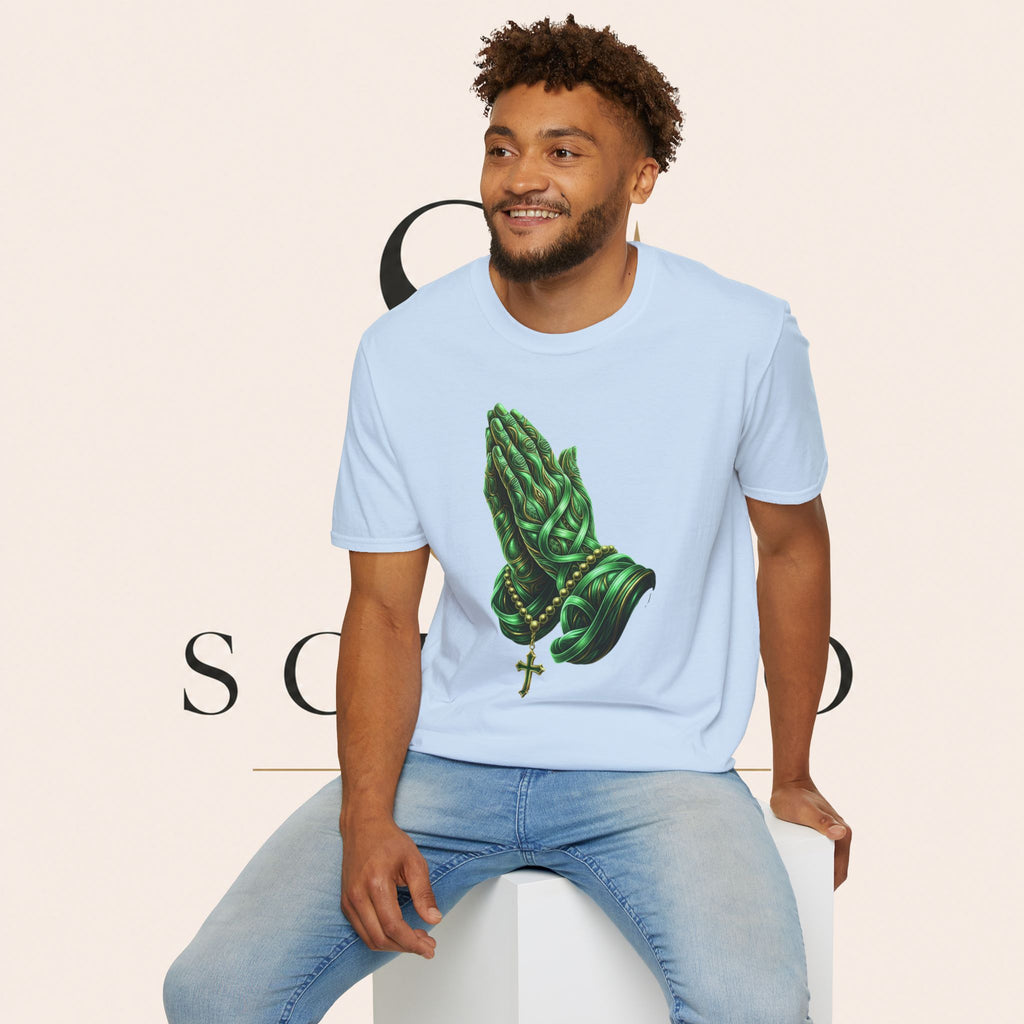 Praying Hands T‑Shirt — Green Vines Prayer Hands Graphic Tee