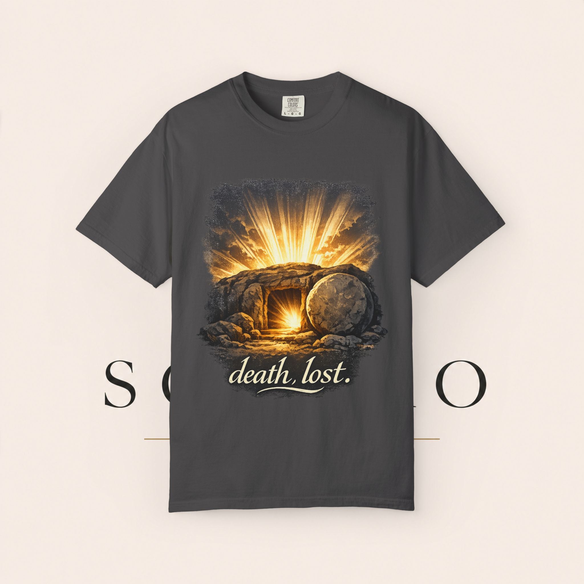 T-Shirt — Sunrise Tomb Graphic ‘death, lost.’ Memorial Tee