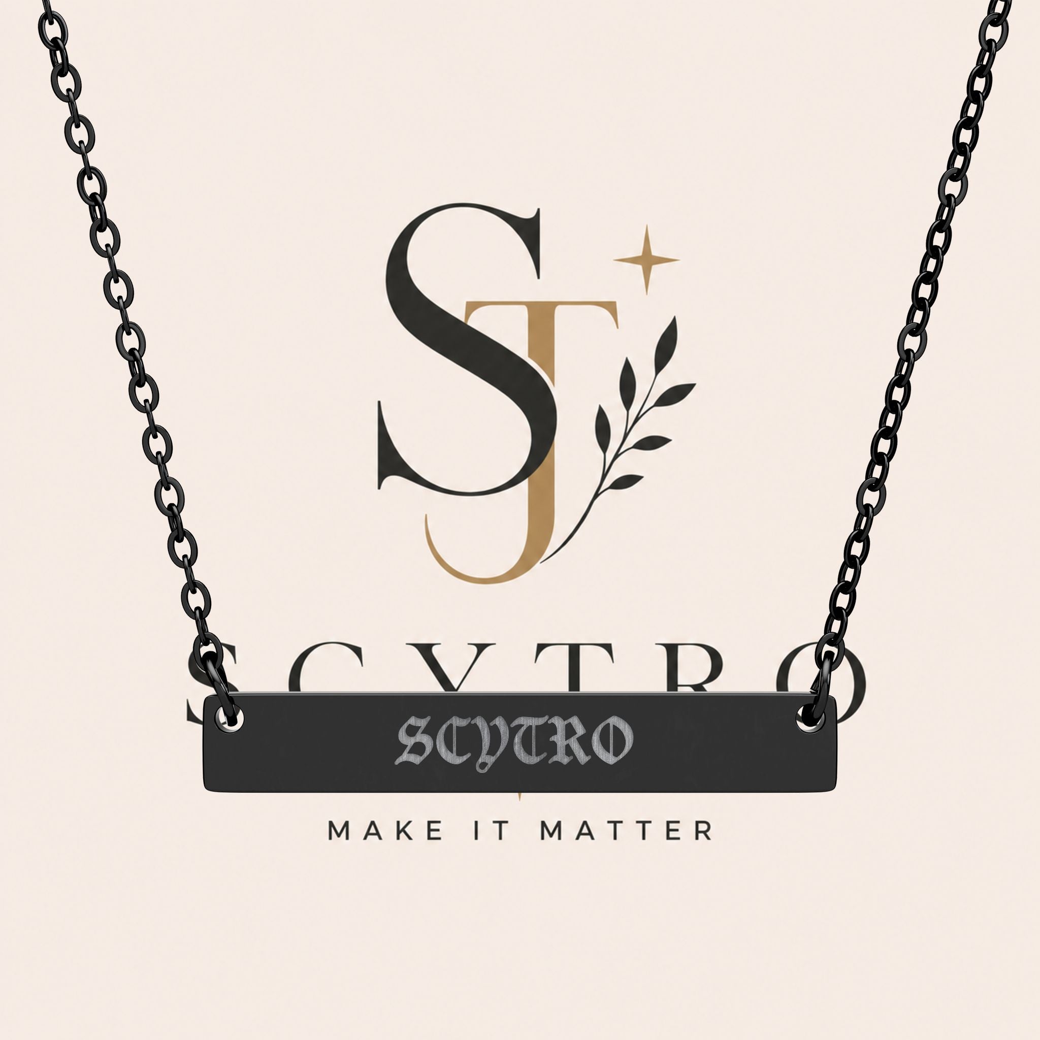 Engravable Horizontal Bar Necklace — Personalized Name Plate Pendant