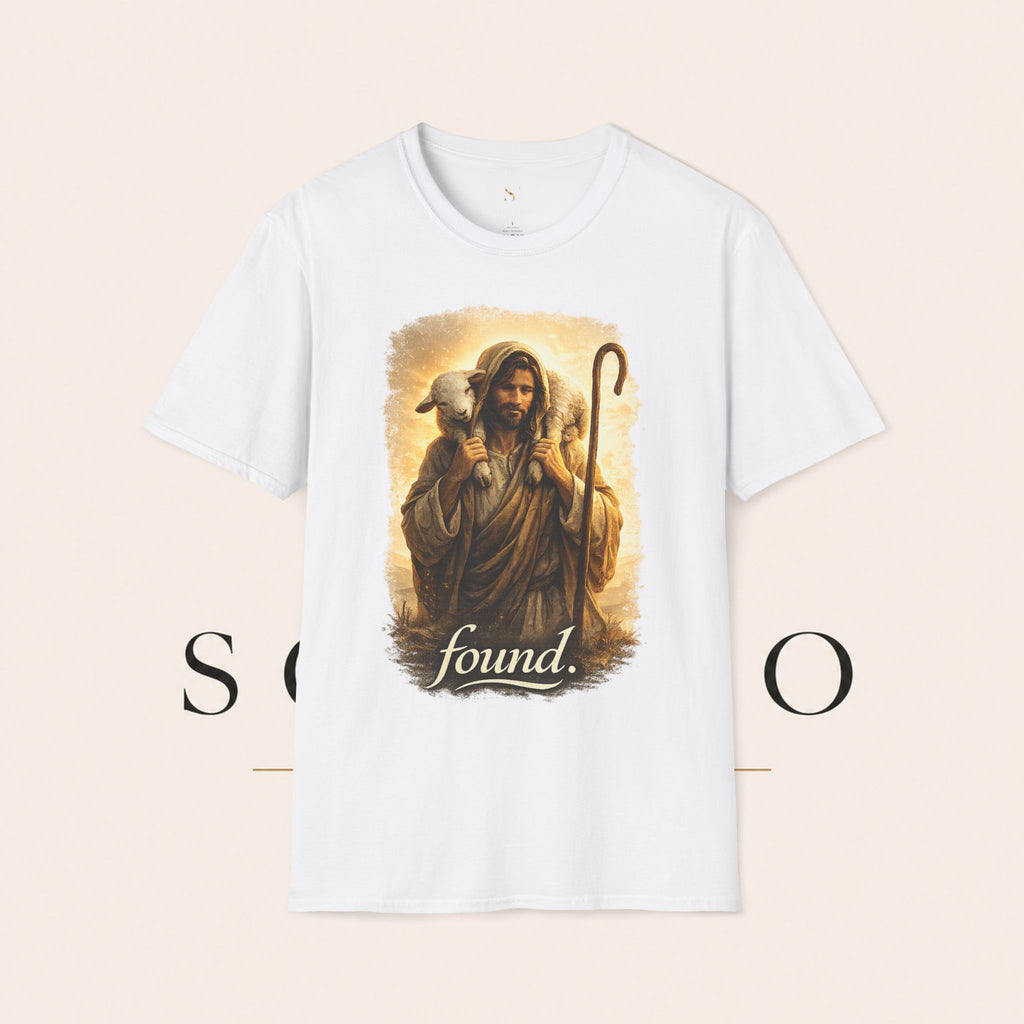 Jesus the Good Shepherd T-Shirt — 'Found.' Christian Faith Tee