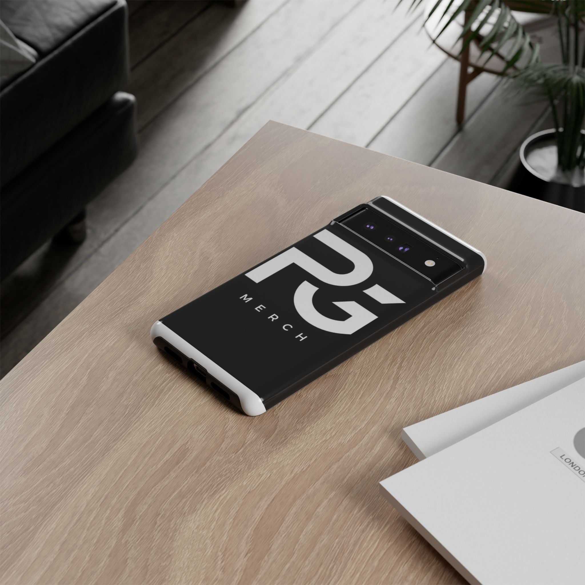 PG CUSTOMIZED RG Merch Tough Phone Case – Black Protective Phone Cover with Bold Logo