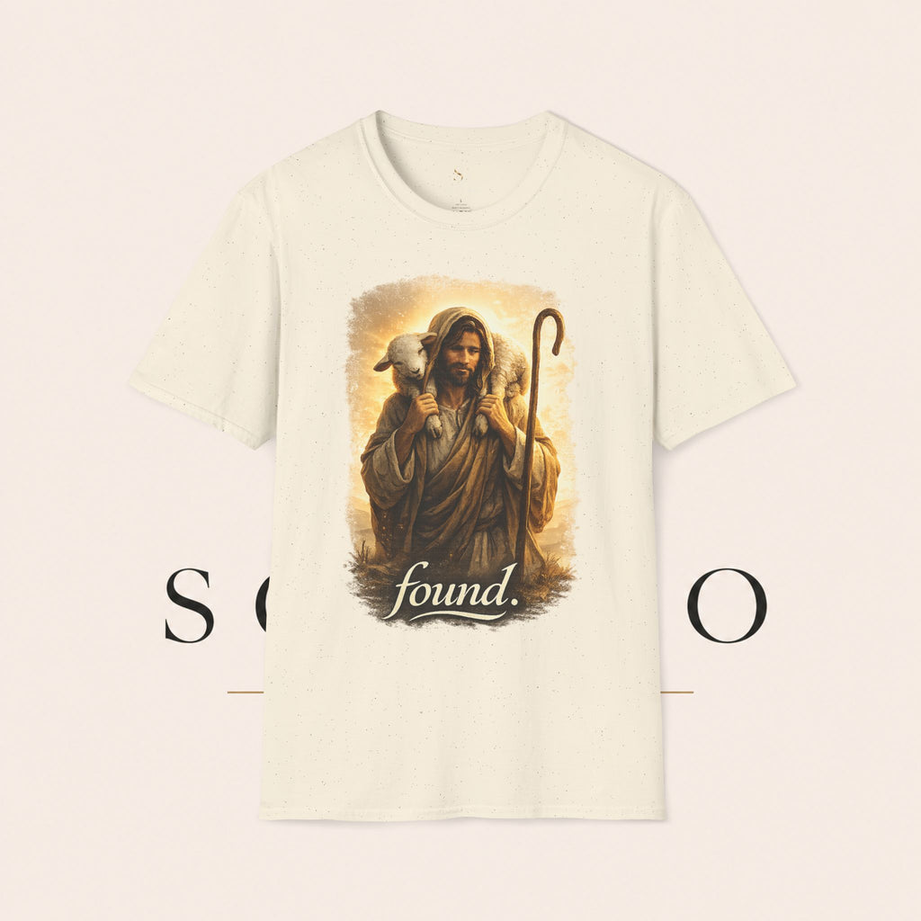 Jesus the Good Shepherd T-Shirt — 'Found.' Christian Faith Tee