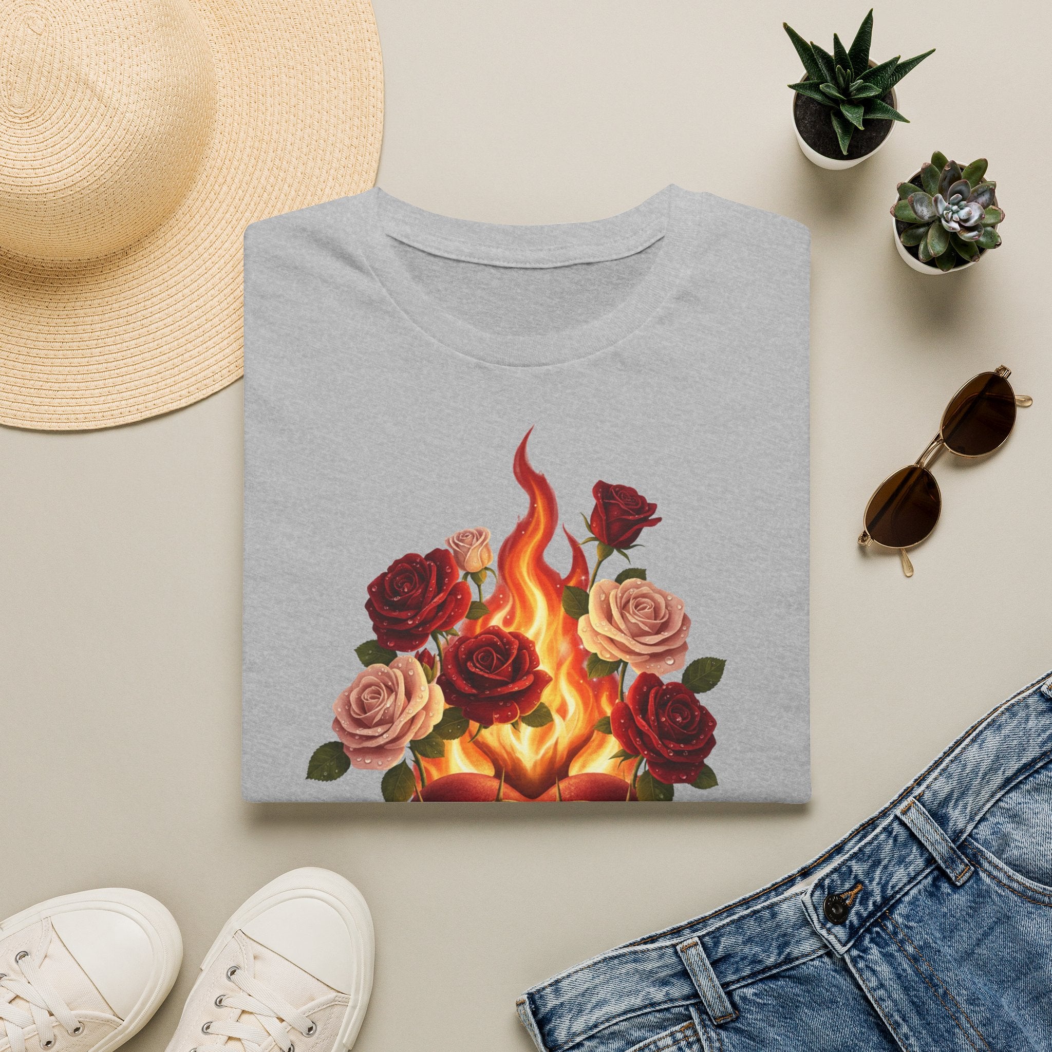 Flaming Heart & Roses T-Shirt