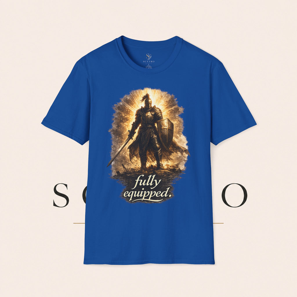 Knight Graphic T-Shirt — 'Fully Equipped' Medieval Armor Gamer Tee