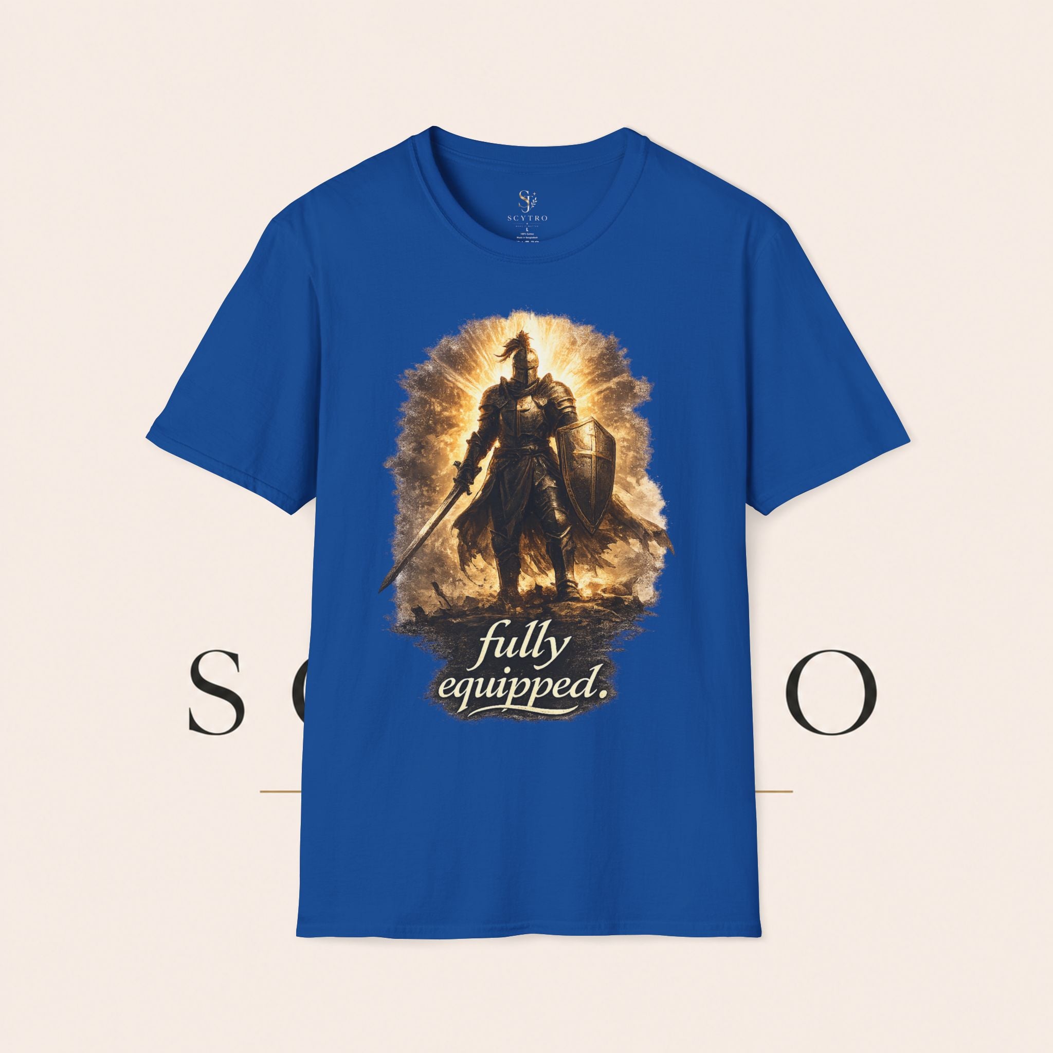 Knight Graphic T-Shirt — 'Fully Equipped' Medieval Armor Gamer Tee