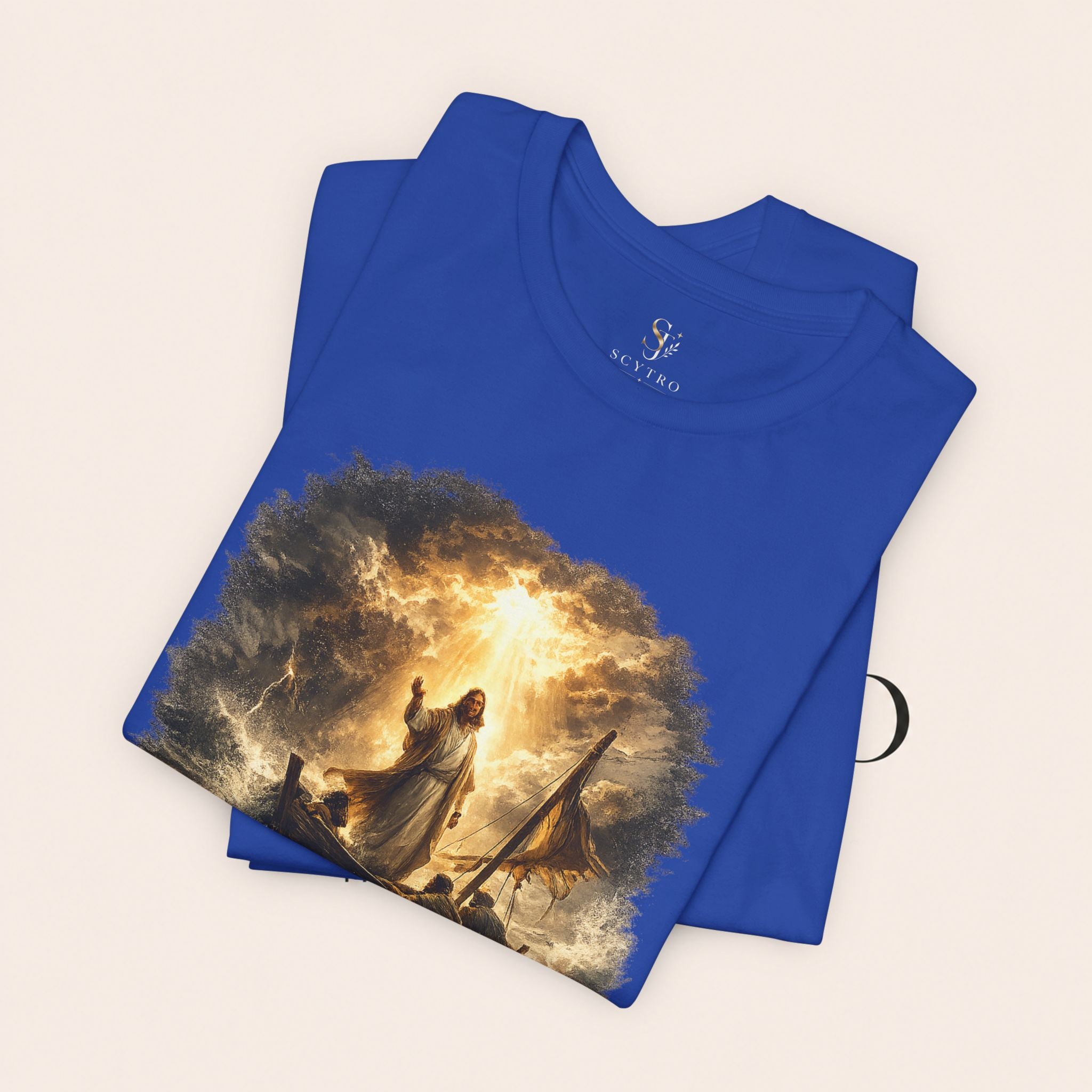 Peace Speaks Louder Christian T‑Shirt — Jesus Calming the Storm Faith Tee