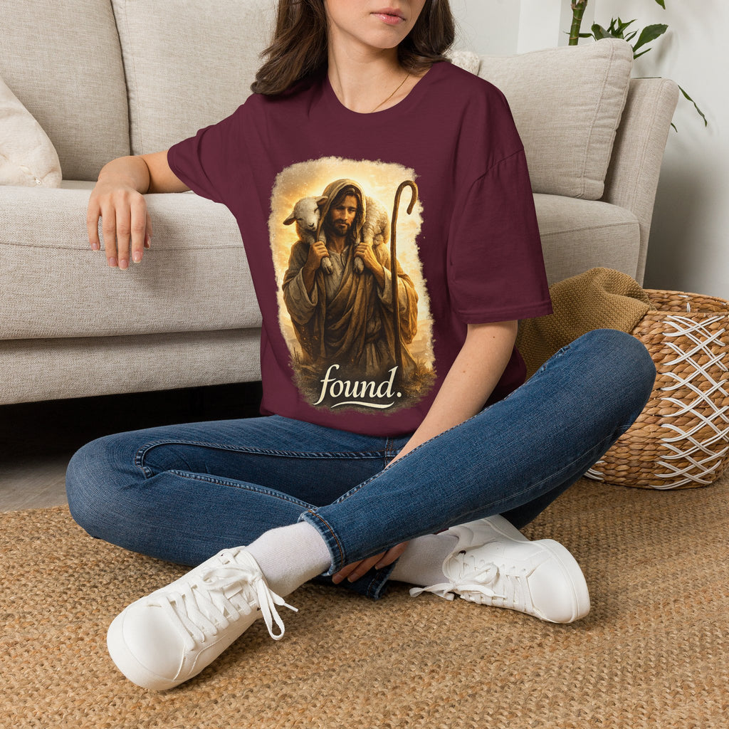 Jesus the Good Shepherd T-Shirt — 'Found.' Christian Faith Tee
