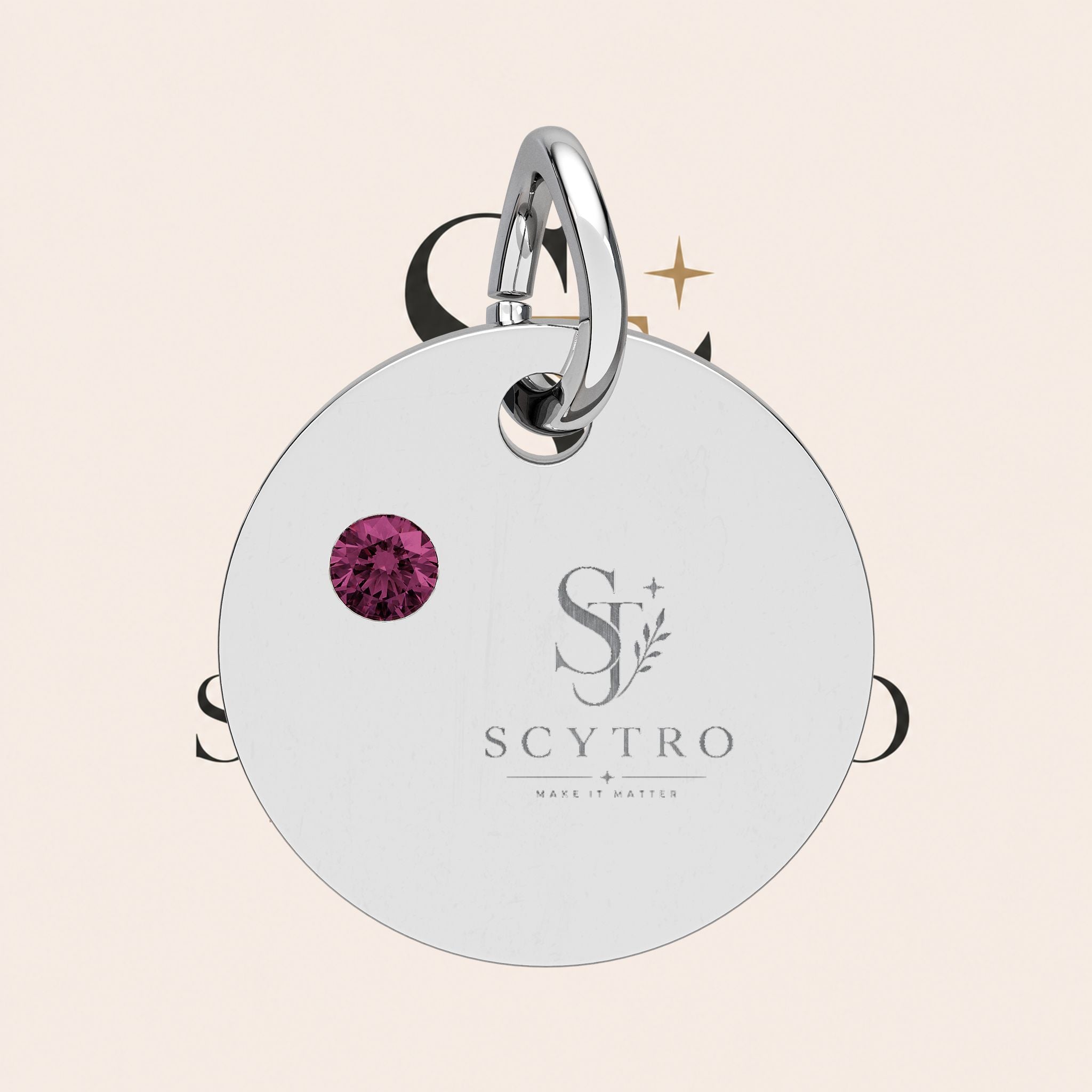 Engravable Birthstone Circle Charm