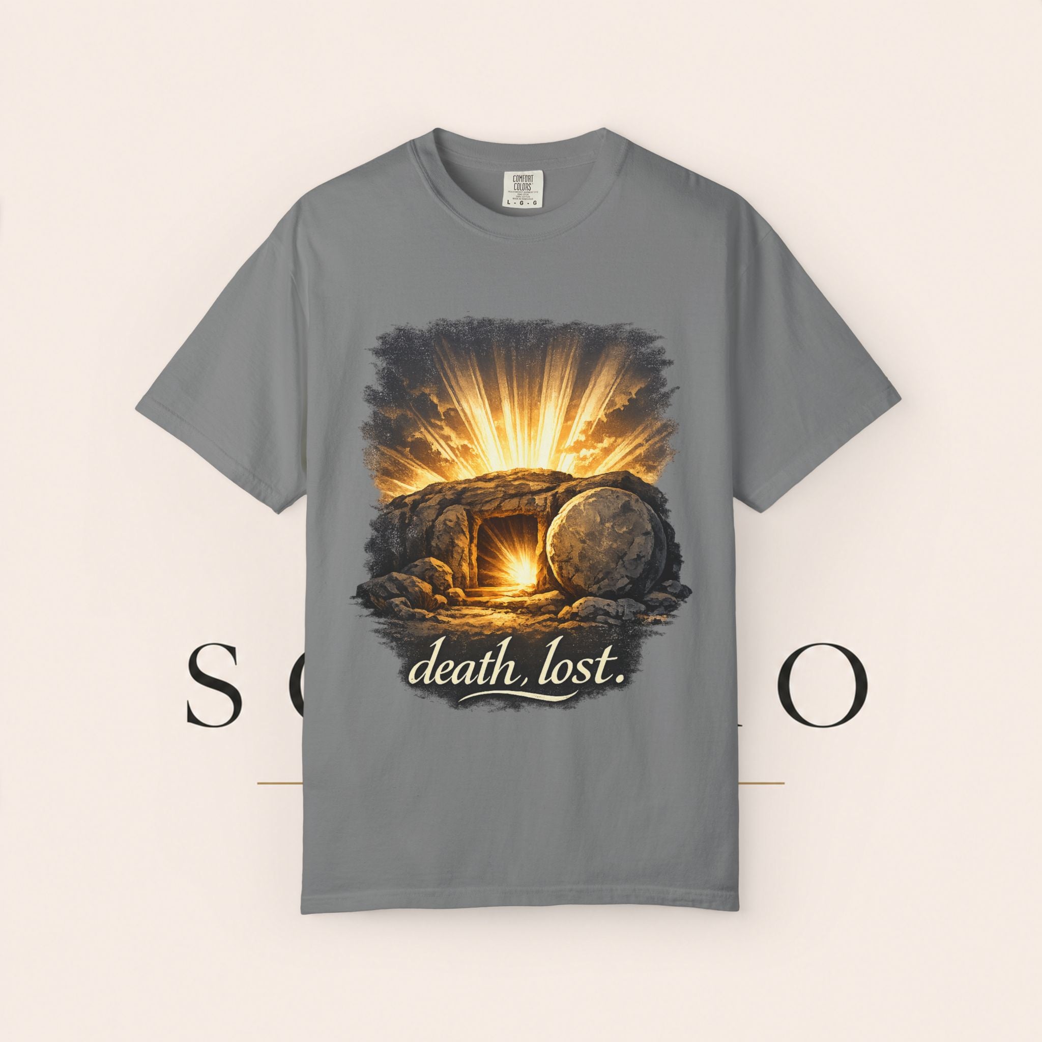 T-Shirt — Sunrise Tomb Graphic ‘death, lost.’ Memorial Tee