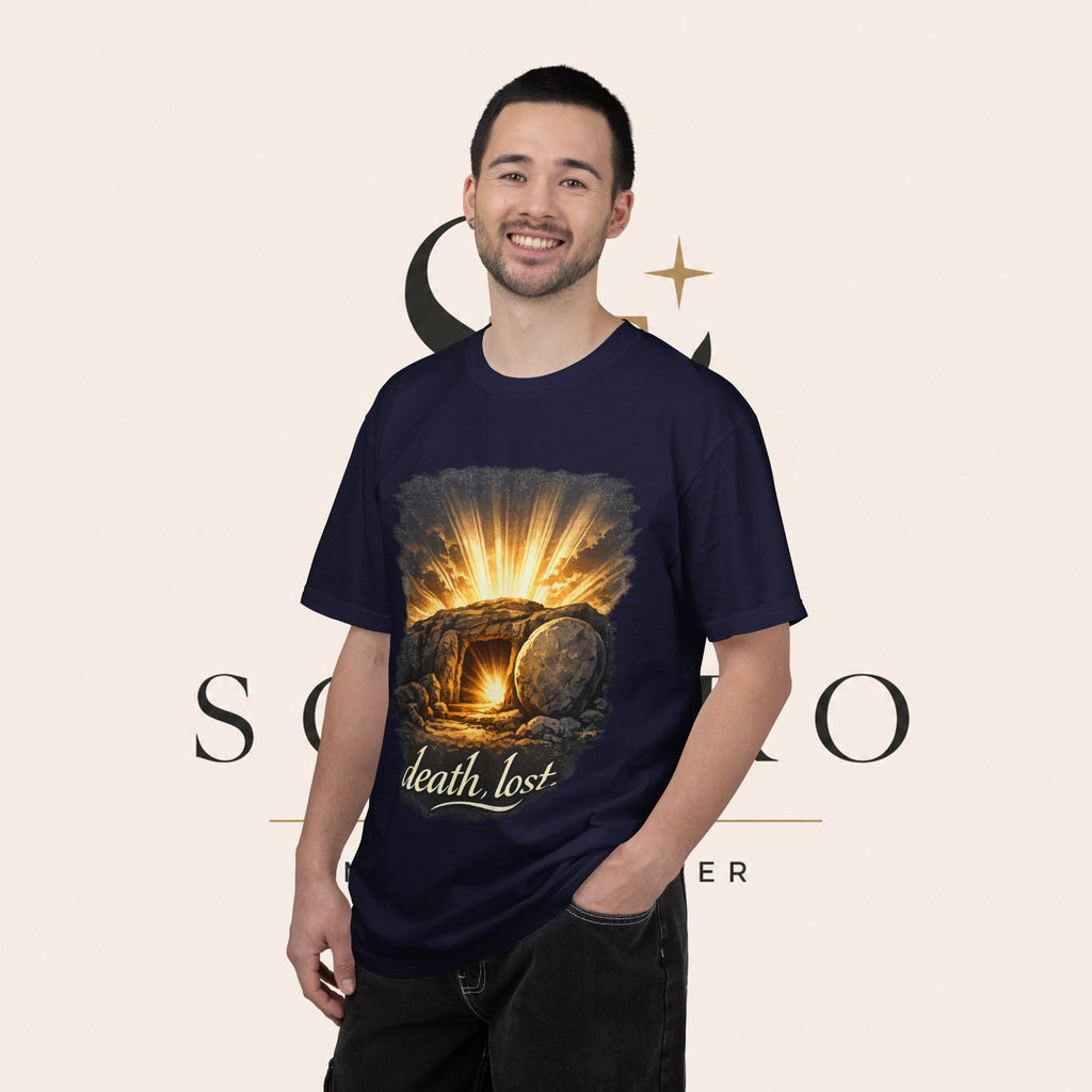 T-Shirt — Sunrise Tomb Graphic ‘death, lost.’ Memorial Tee