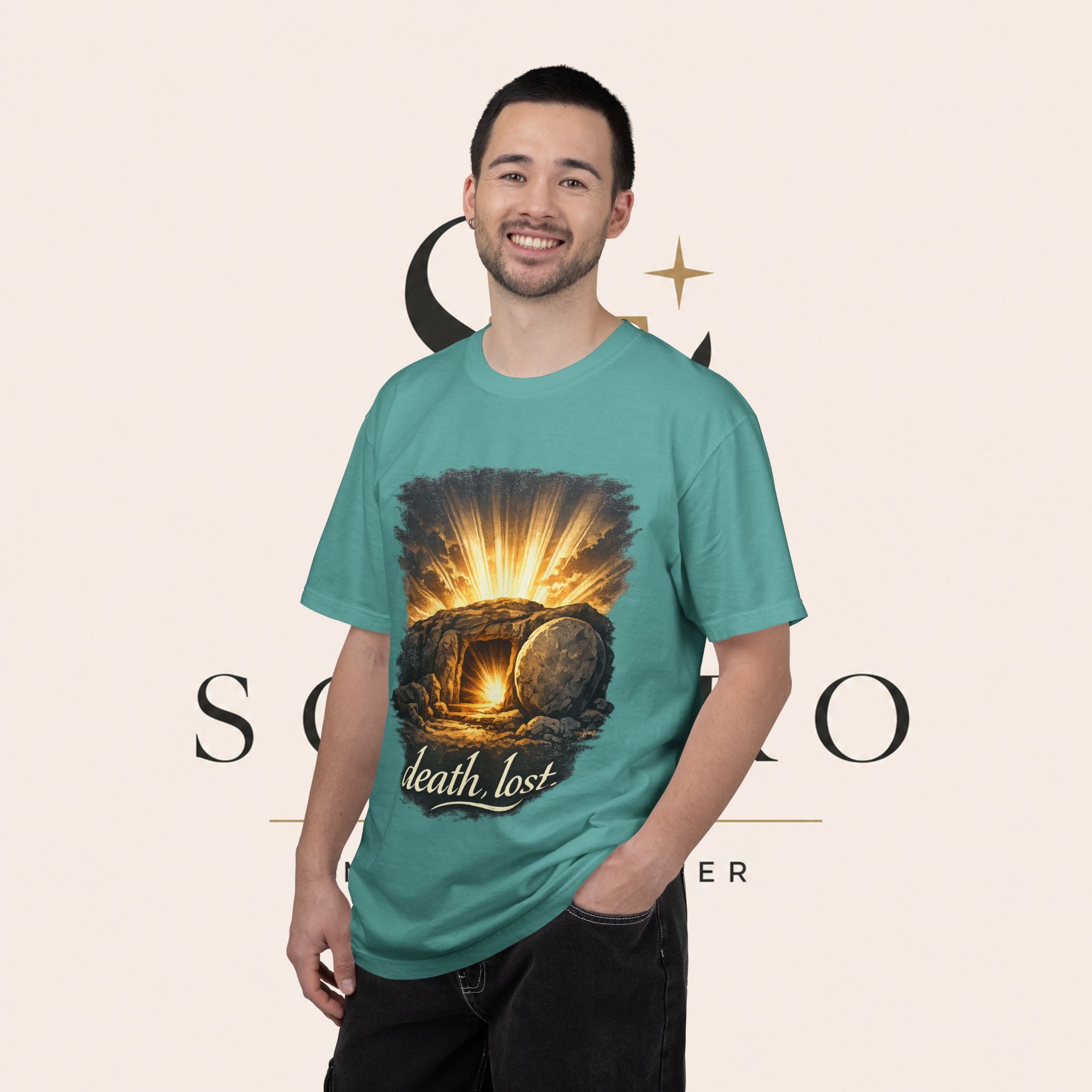 T-Shirt — Sunrise Tomb Graphic ‘death, lost.’ Memorial Tee