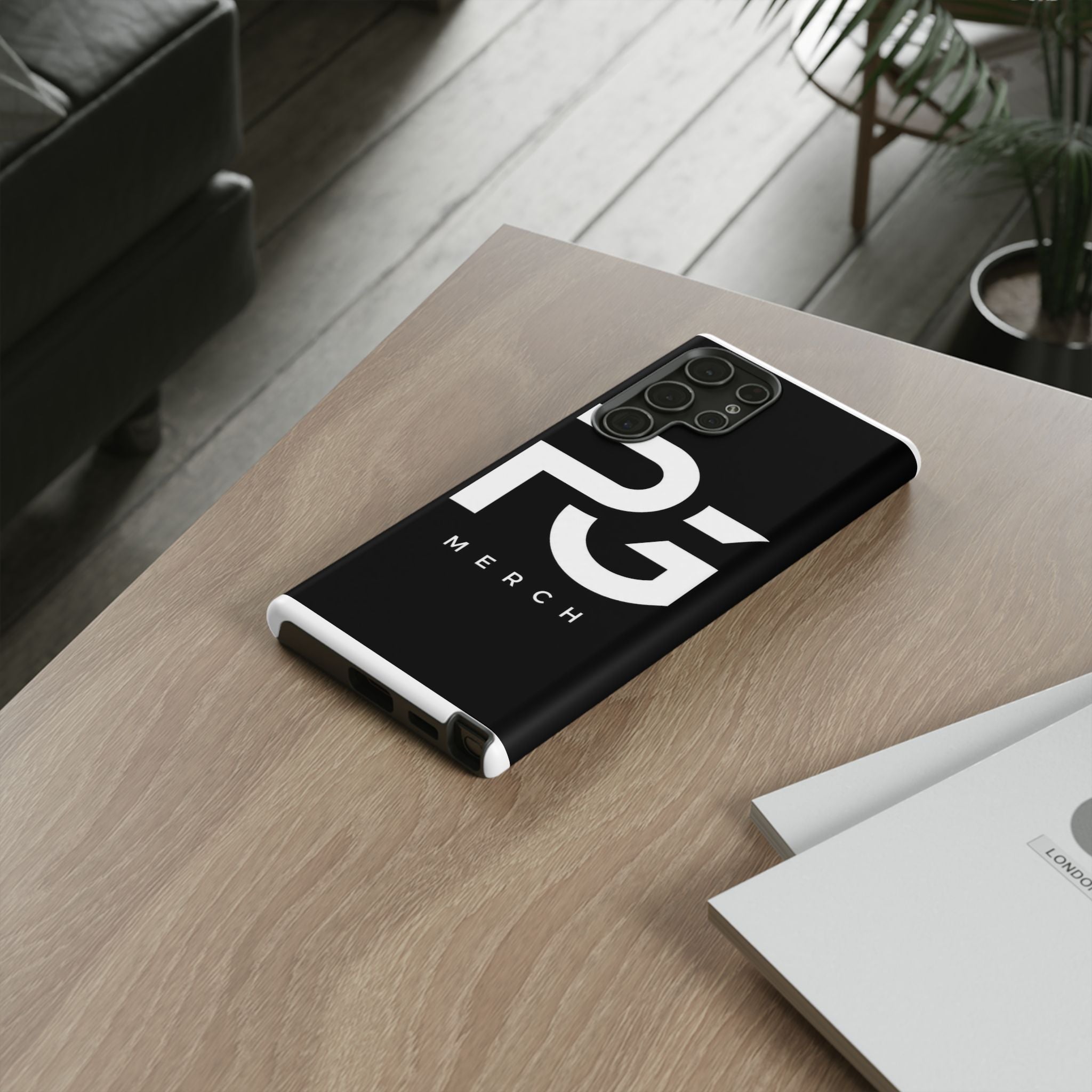 PG CUSTOMIZED RG Merch Tough Phone Case – Black Protective Phone Cover with Bold Logo