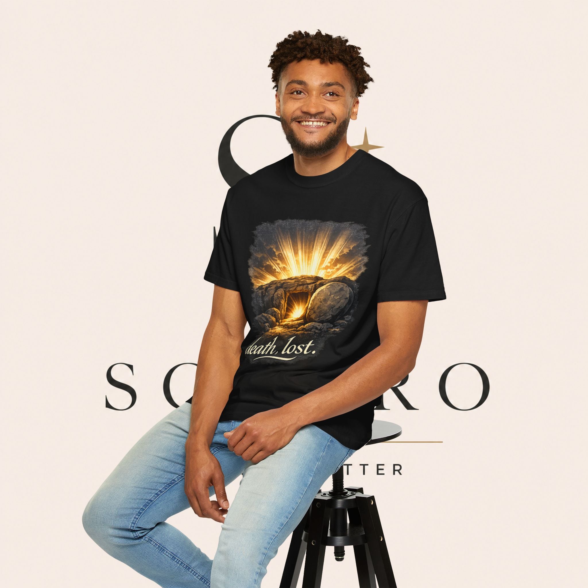 T-Shirt — Sunrise Tomb Graphic ‘death, lost.’ Memorial Tee