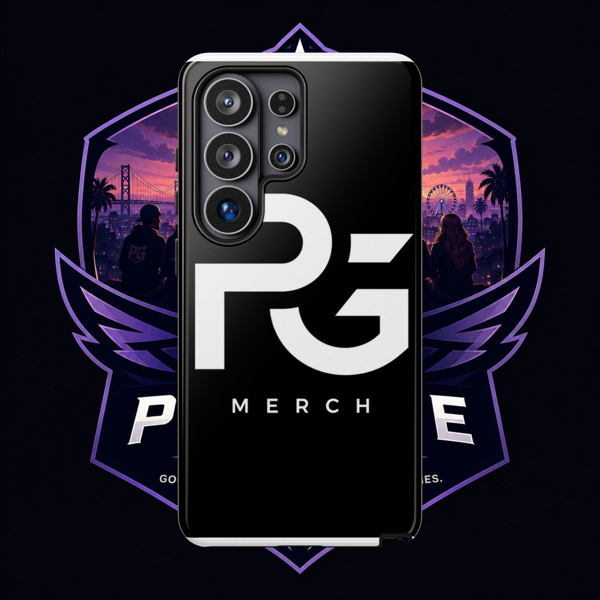 PG CUSTOMIZED RG Merch Tough Phone Case – Black Protective Phone Cover with Bold Logo