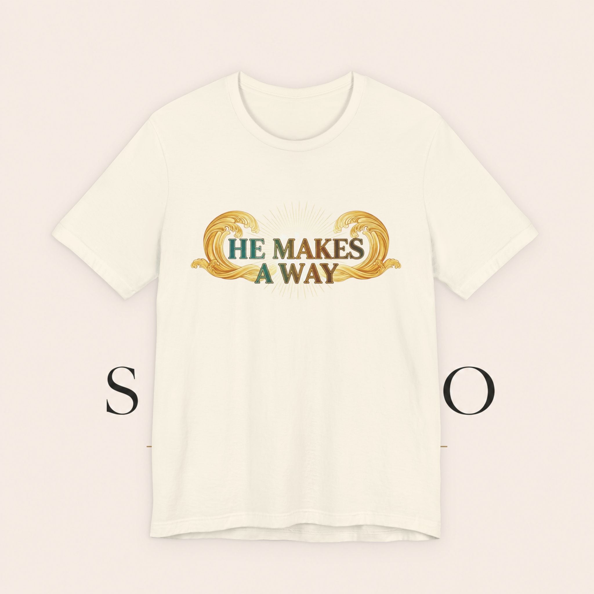 He Makes A Way T-Shirt — Faith Christian Tee with Parting Seas Back Graphic