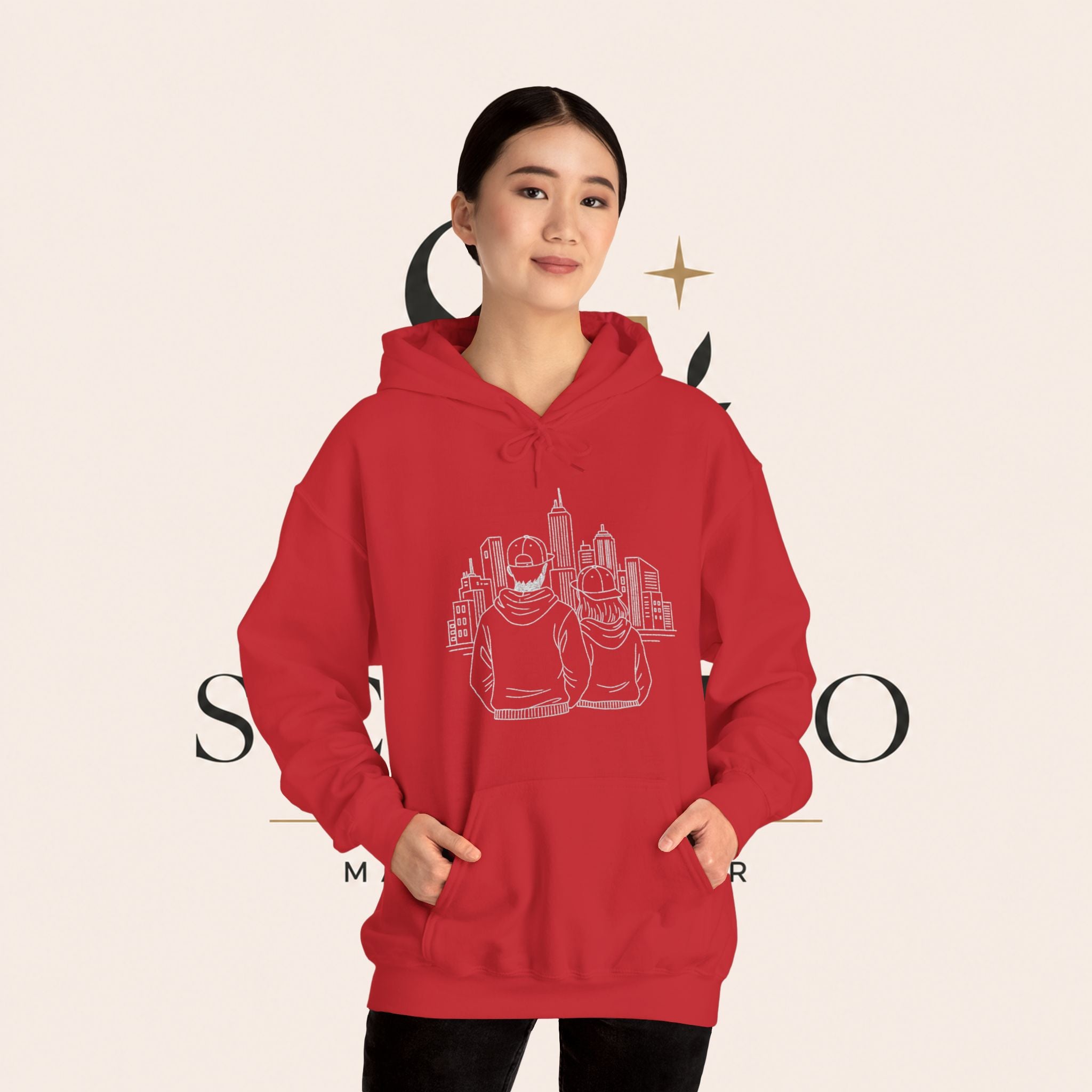 City Couples Hoodie — Matching Skyline Couple Sweatshirt