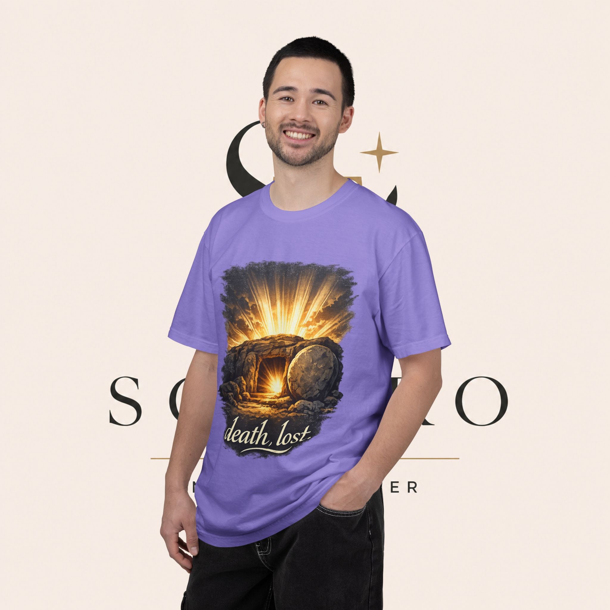 T-Shirt — Sunrise Tomb Graphic ‘death, lost.’ Memorial Tee