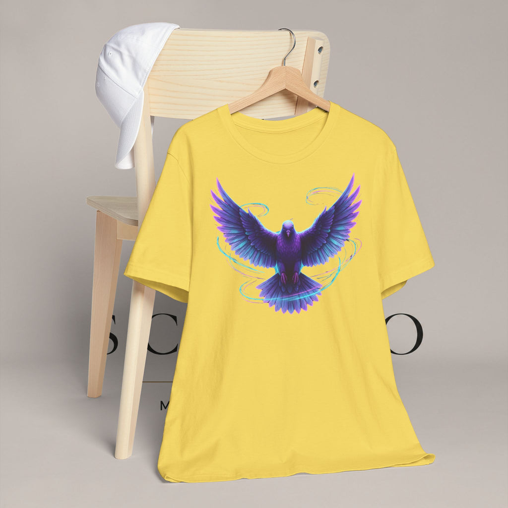Mystic Raven Tee — Purple Glowing Dove Graphic T-Shirt