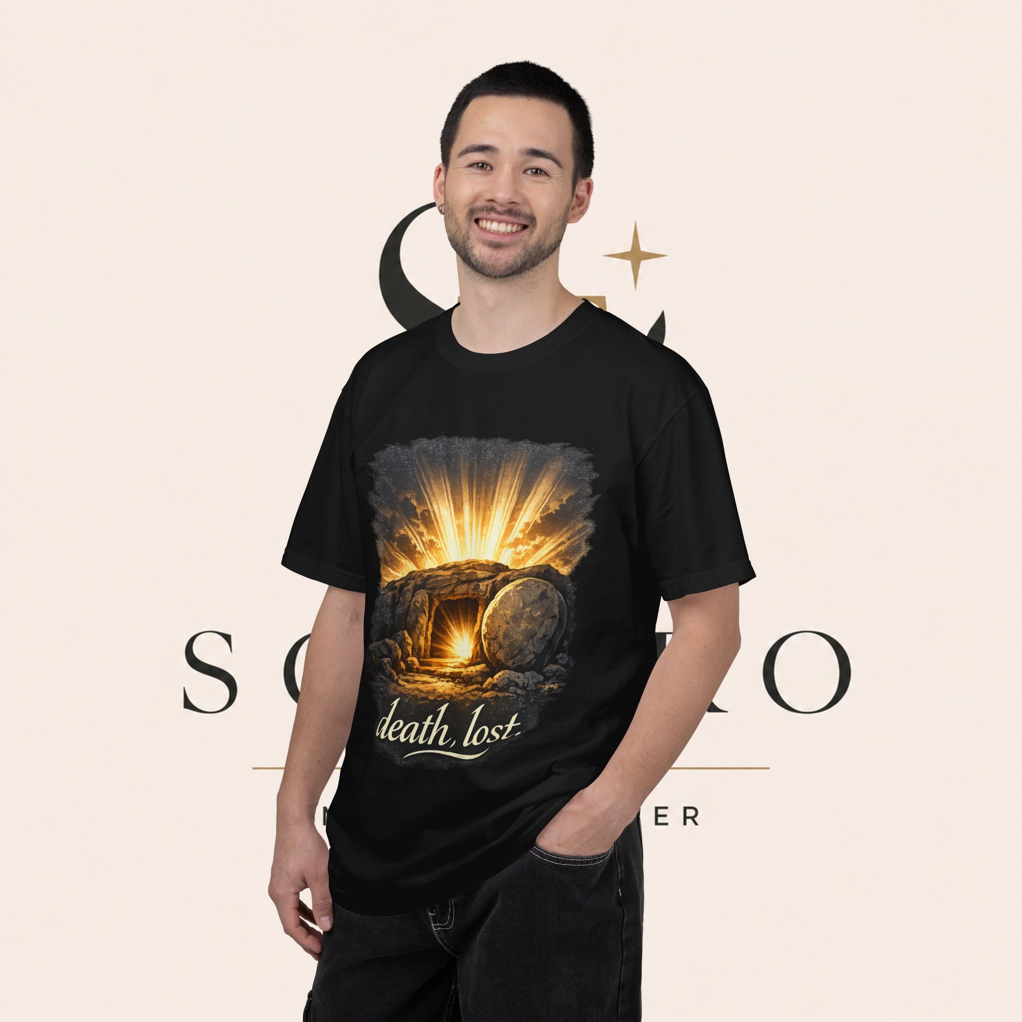 T-Shirt — Sunrise Tomb Graphic ‘death, lost.’ Memorial Tee
