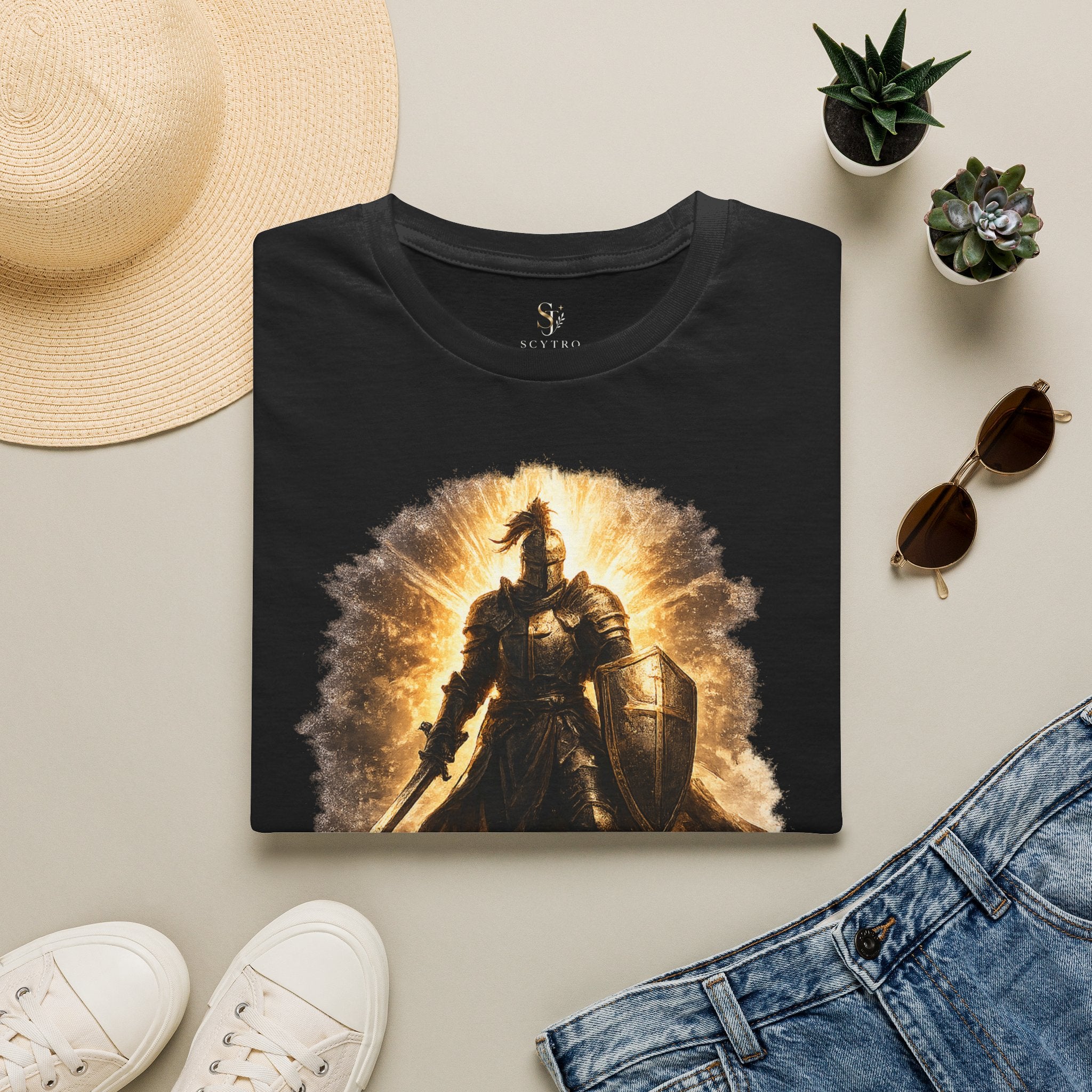 Knight Graphic T-Shirt — 'Fully Equipped' Medieval Armor Gamer Tee