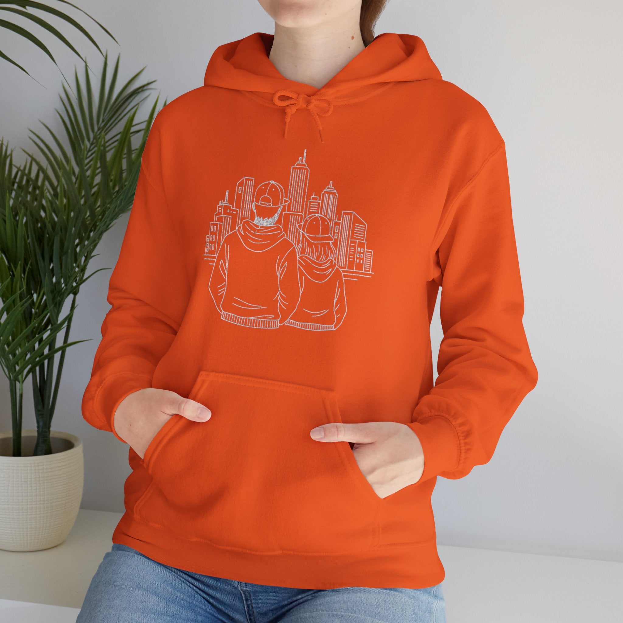 City Couples Hoodie — Matching Skyline Couple Sweatshirt