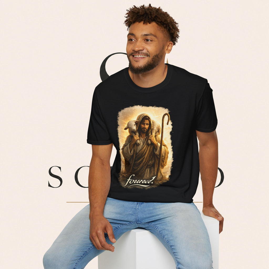 Jesus the Good Shepherd T-Shirt — 'Found.' Christian Faith Tee