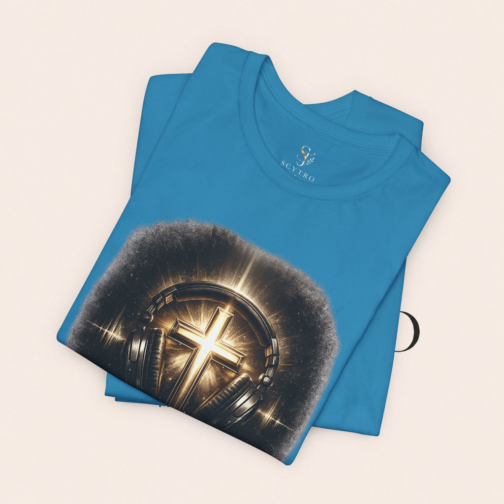 Youth Christian T‑Shirt - "Heaven Sounds Better" Cross Headphones Graphic Tee