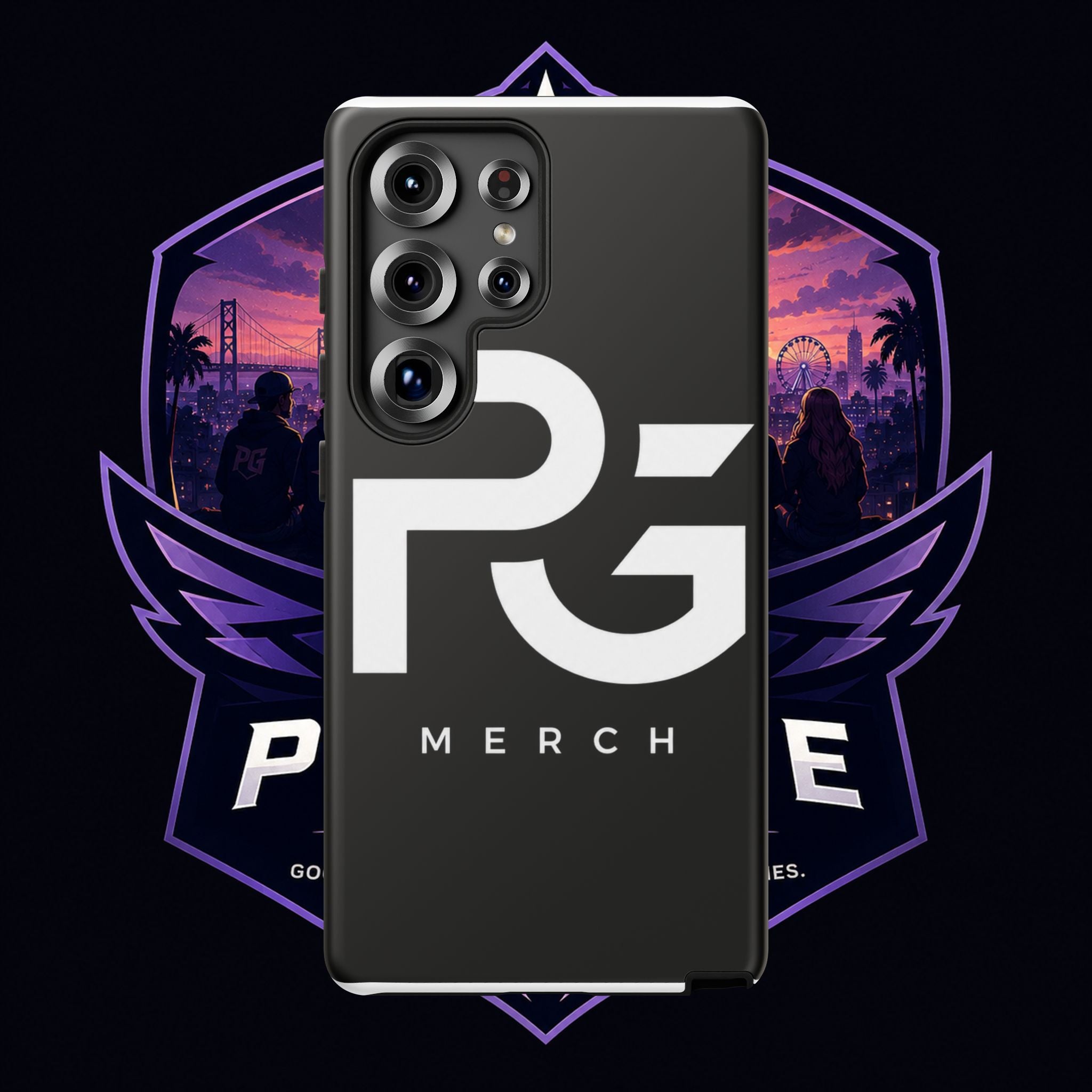 PG CUSTOMIZED RG Merch Tough Phone Case – Black Protective Phone Cover with Bold Logo