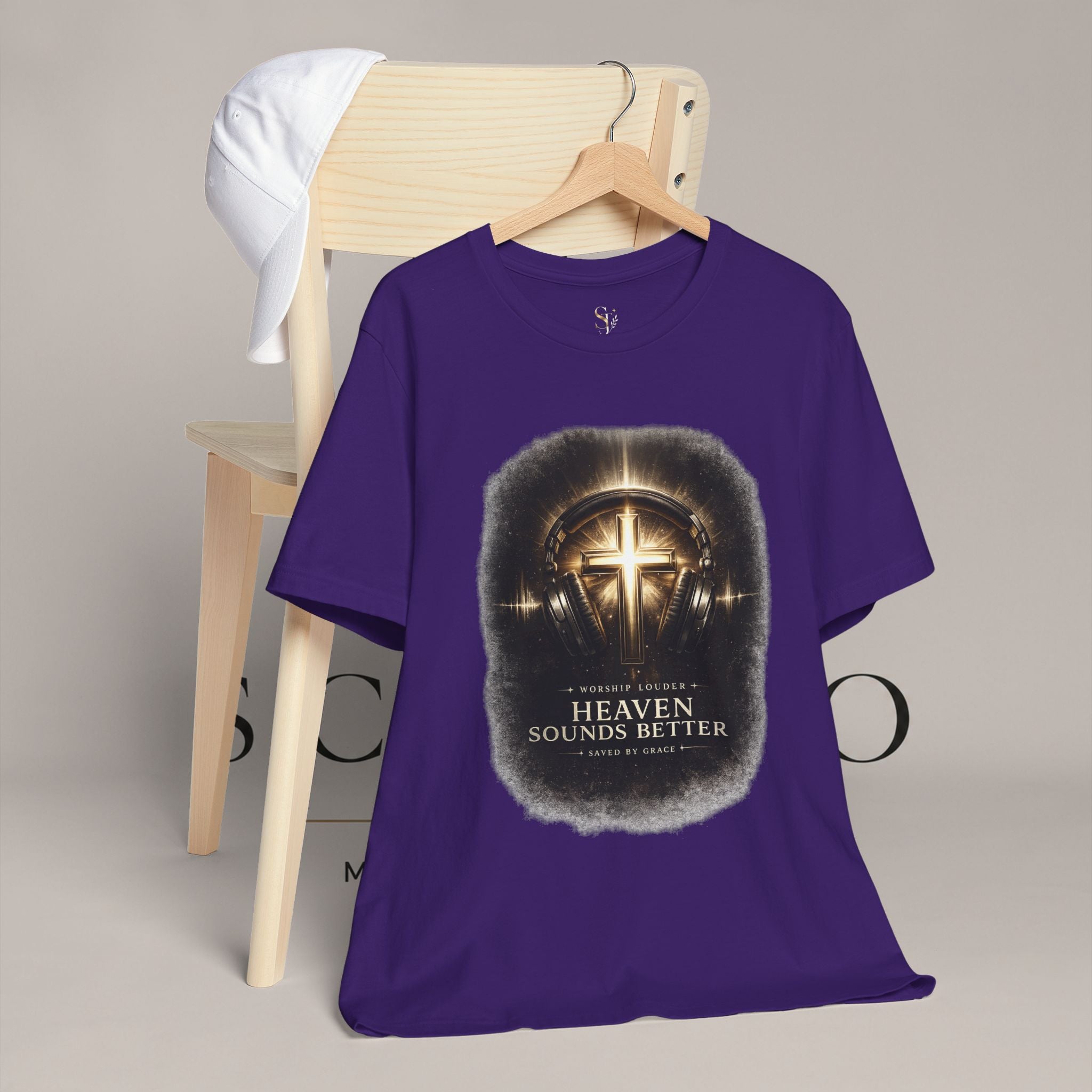 Youth Christian T‑Shirt - "Heaven Sounds Better" Cross Headphones Graphic Tee