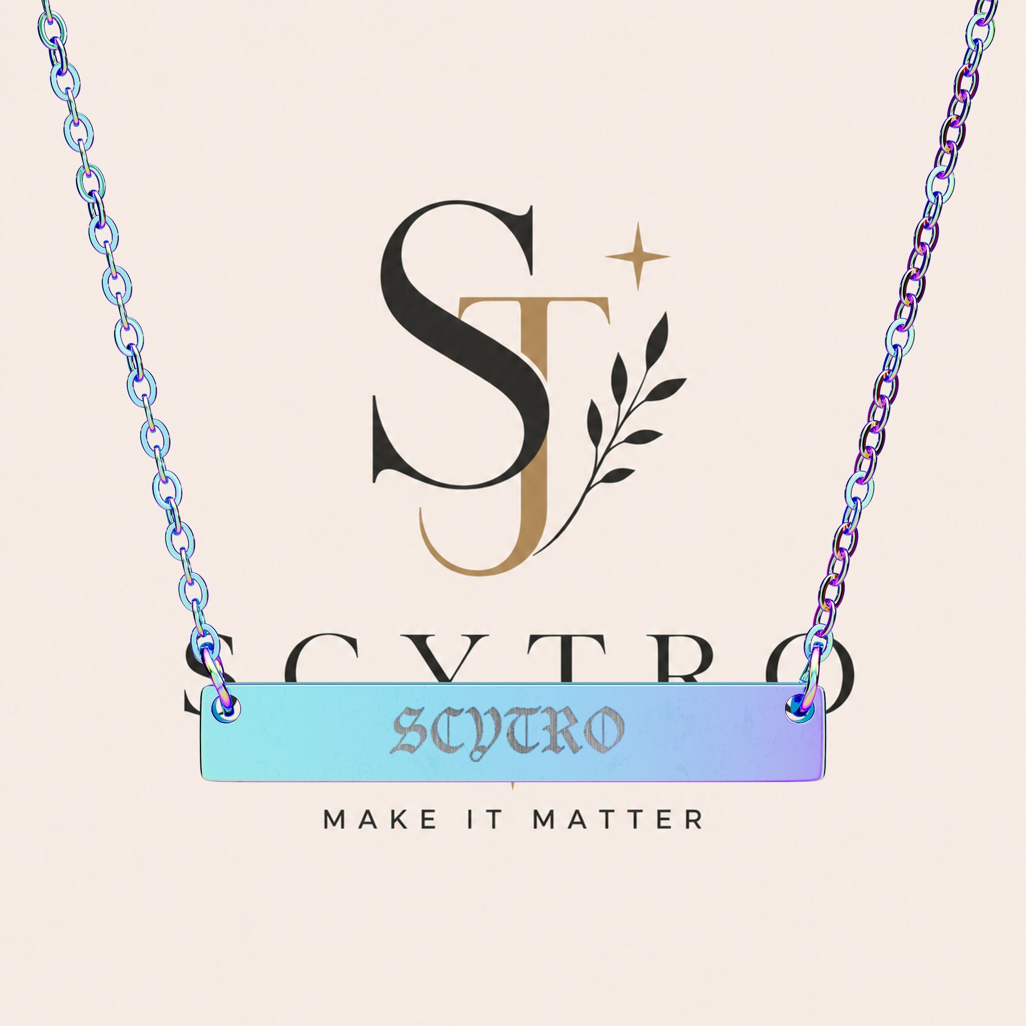Engravable Horizontal Bar Necklace — Personalized Name Plate Pendant