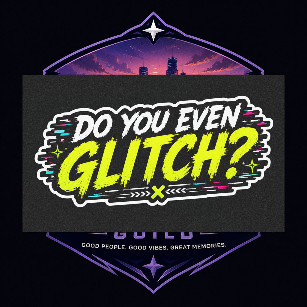 PG Lola's Do You Even Glitch? Car Magnet — Retro Neon Gaming Sticker for Gamers