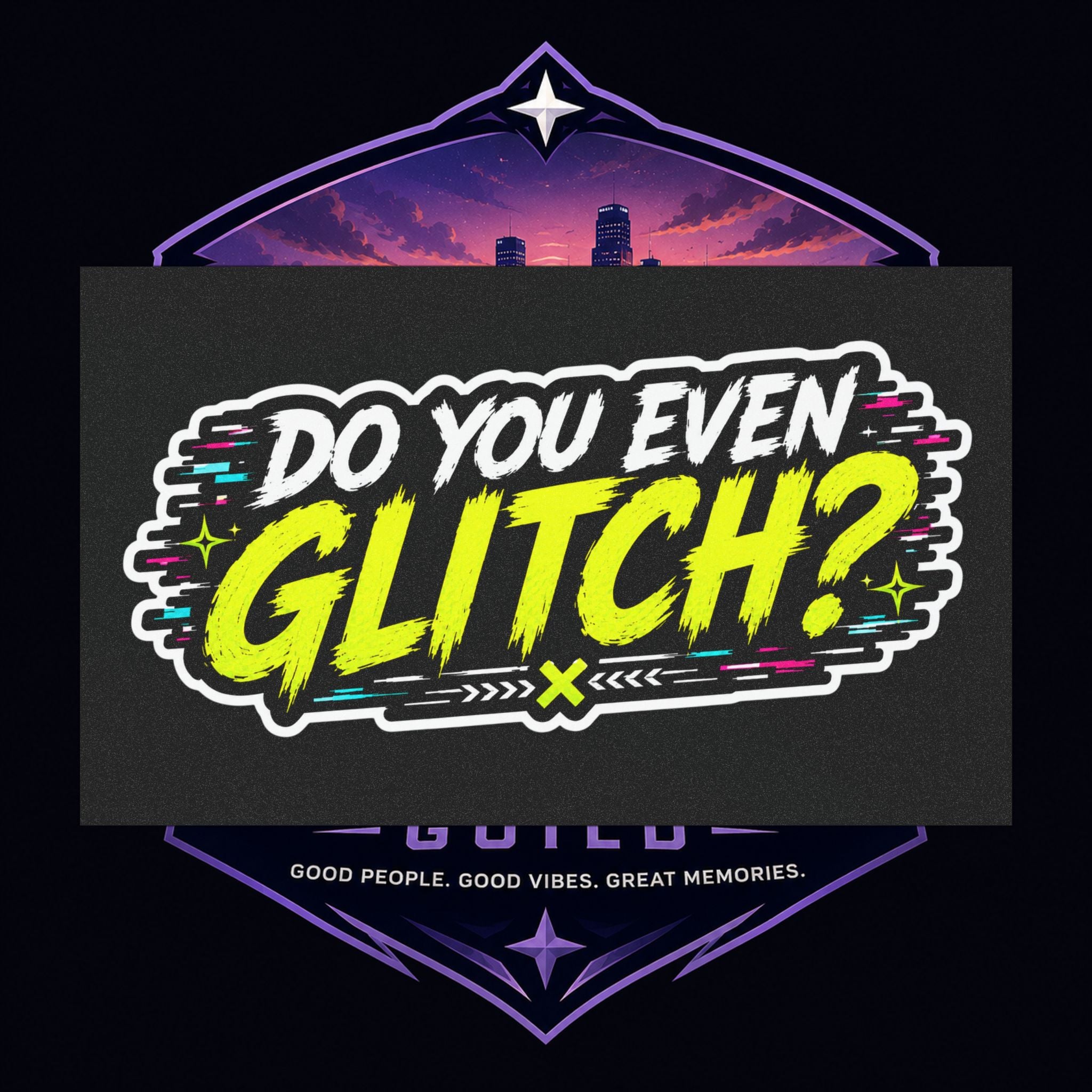 PG Lola's Do You Even Glitch? Car Magnet — Retro Neon Gaming Sticker for Gamers