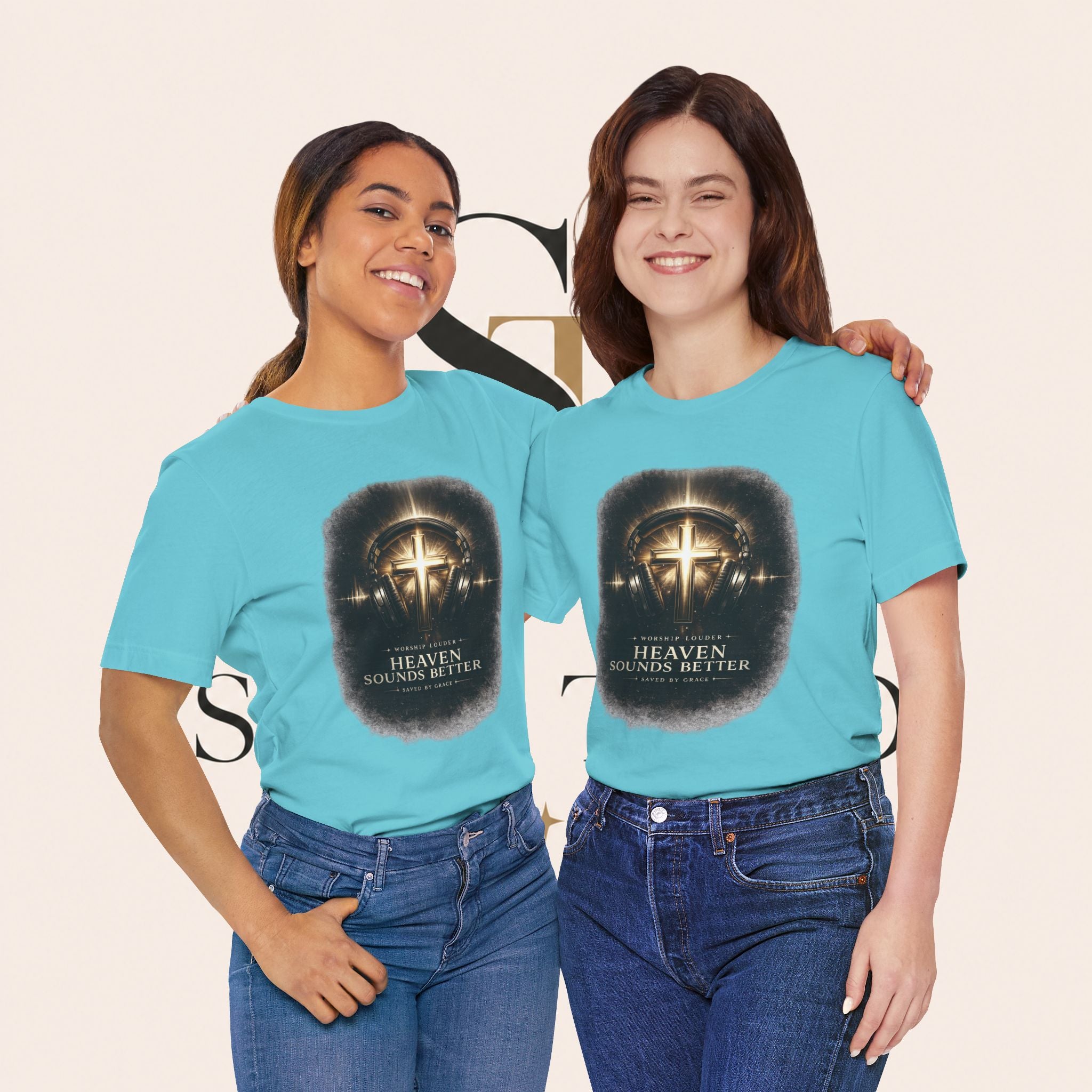 Youth Christian T‑Shirt - "Heaven Sounds Better" Cross Headphones Graphic Tee