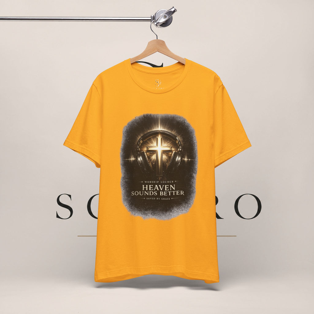Youth Christian T‑Shirt - "Heaven Sounds Better" Cross Headphones Graphic Tee