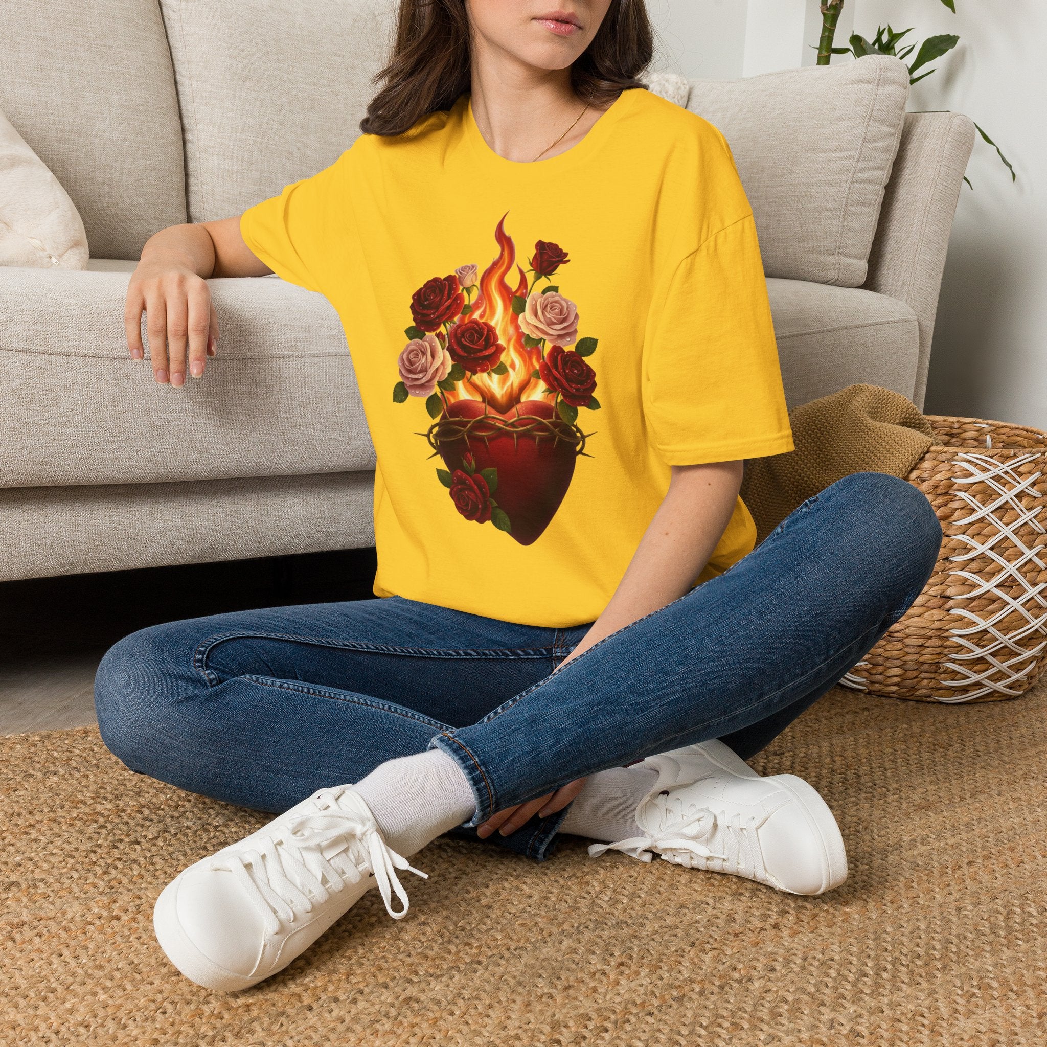 Flaming Heart & Roses T-Shirt