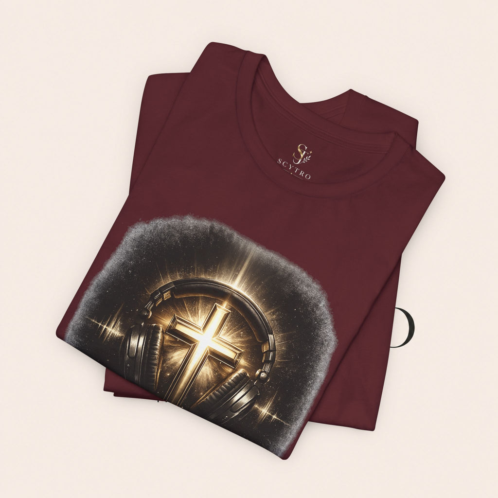 Youth Christian T‑Shirt - "Heaven Sounds Better" Cross Headphones Graphic Tee
