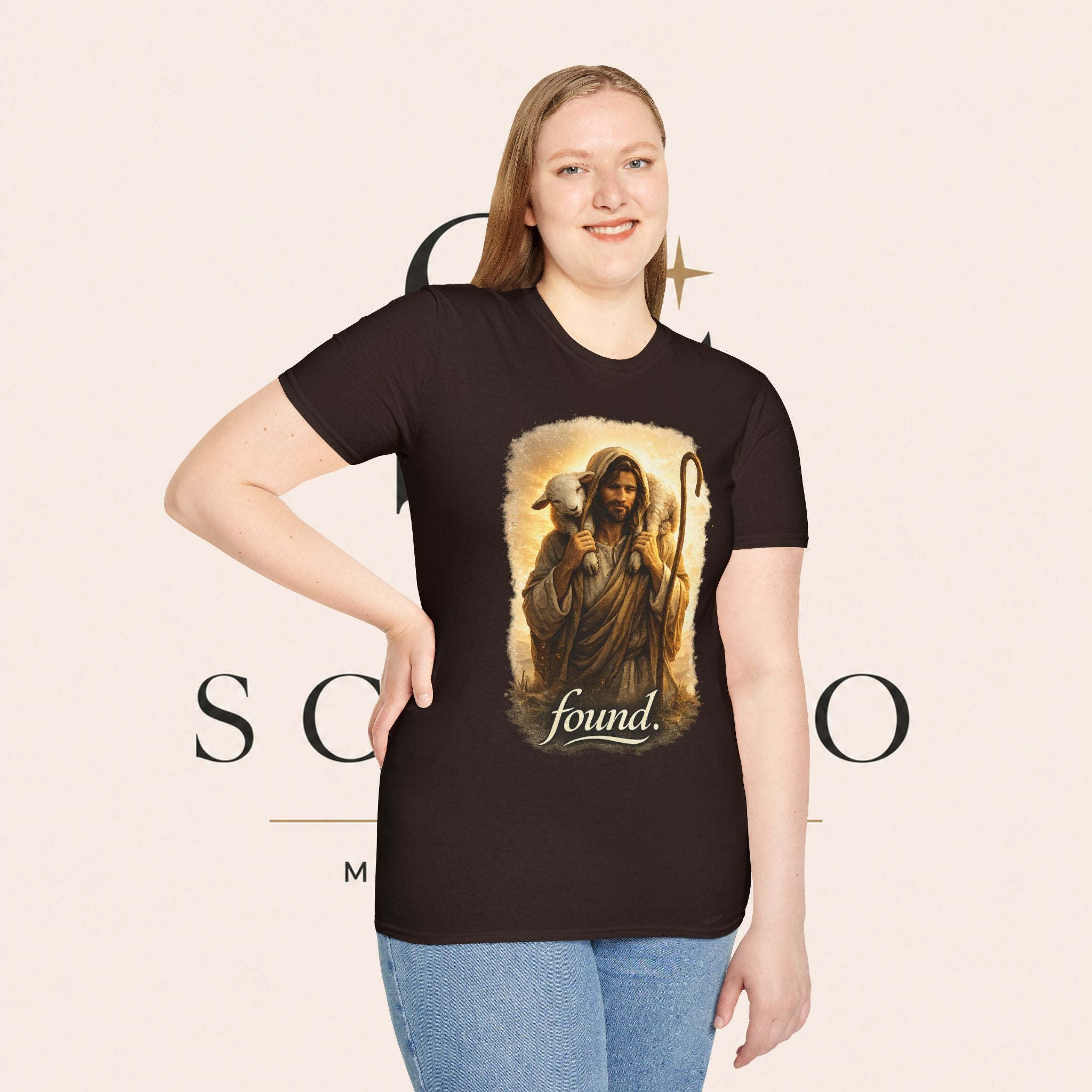 Jesus the Good Shepherd T-Shirt — 'Found.' Christian Faith Tee