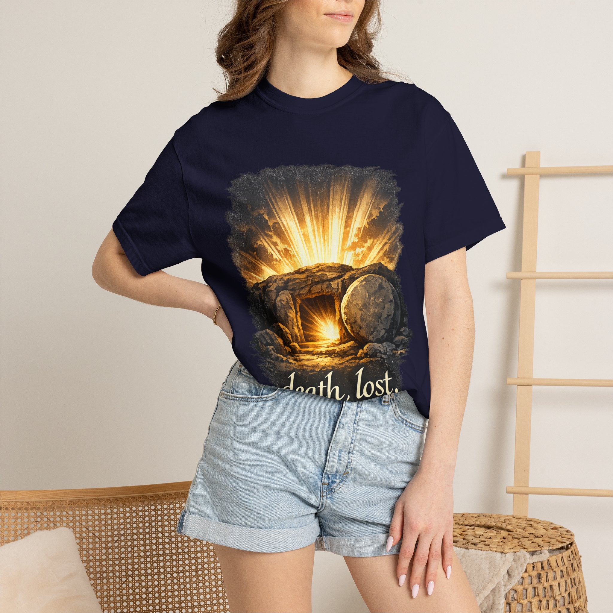 T-Shirt — Sunrise Tomb Graphic ‘death, lost.’ Memorial Tee