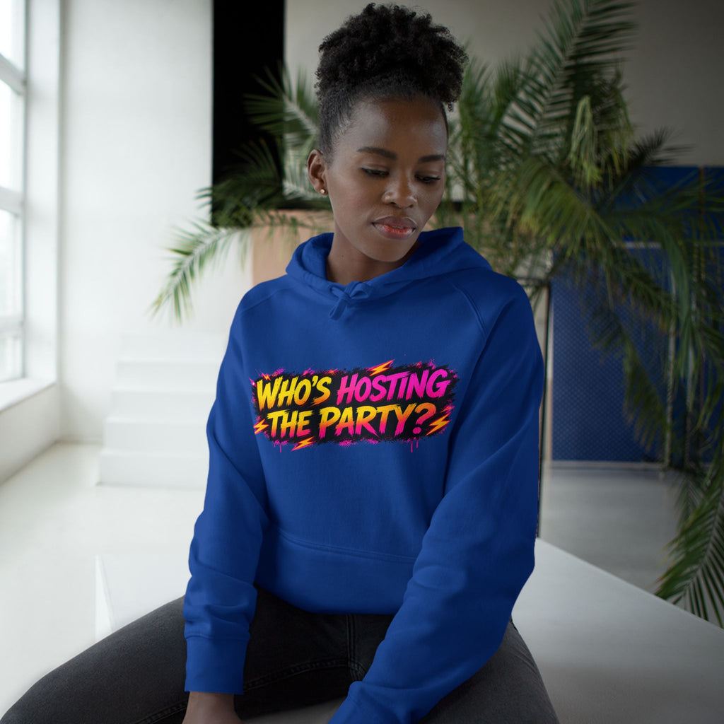 PG SUZY Party Graphic Hoodie — "Who's Hosting the Party?" Retro Concert Pullover
