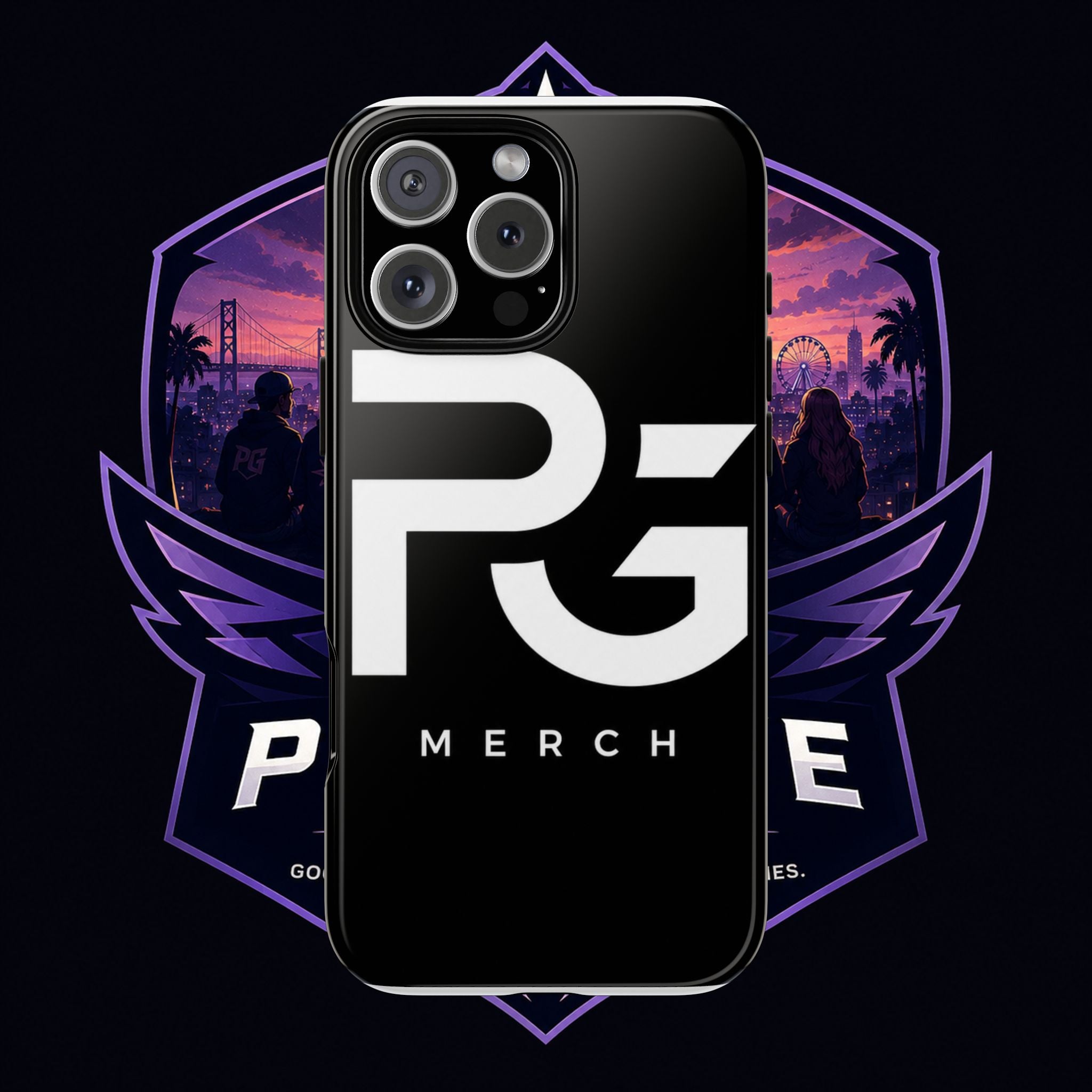 PG CUSTOMIZED RG Merch Tough Phone Case – Black Protective Phone Cover with Bold Logo