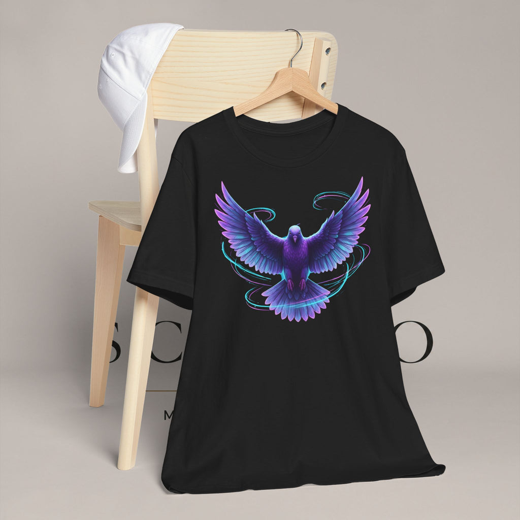 Mystic Raven Tee — Purple Glowing Dove Graphic T-Shirt