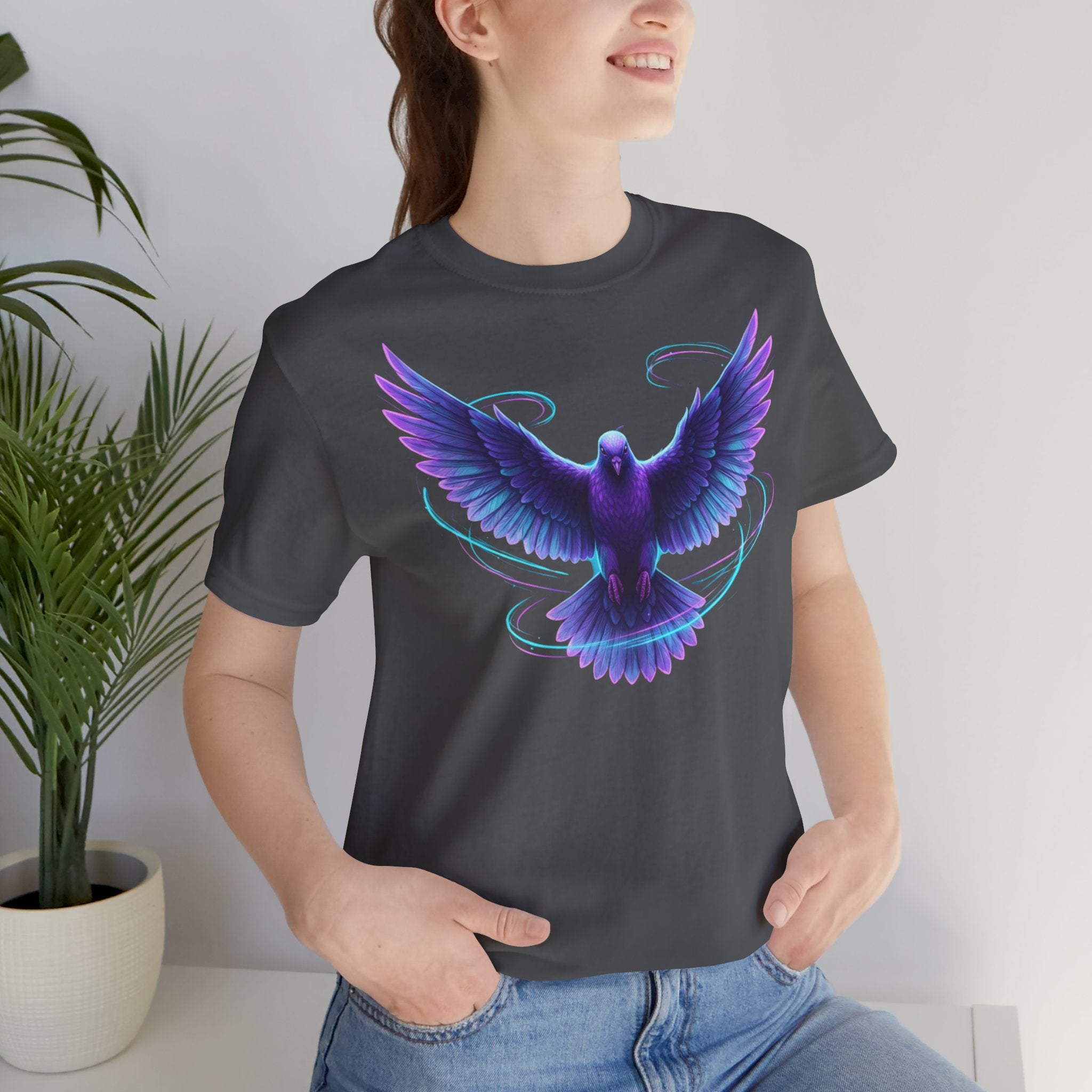 Mystic Raven Tee — Purple Glowing Dove Graphic T-Shirt