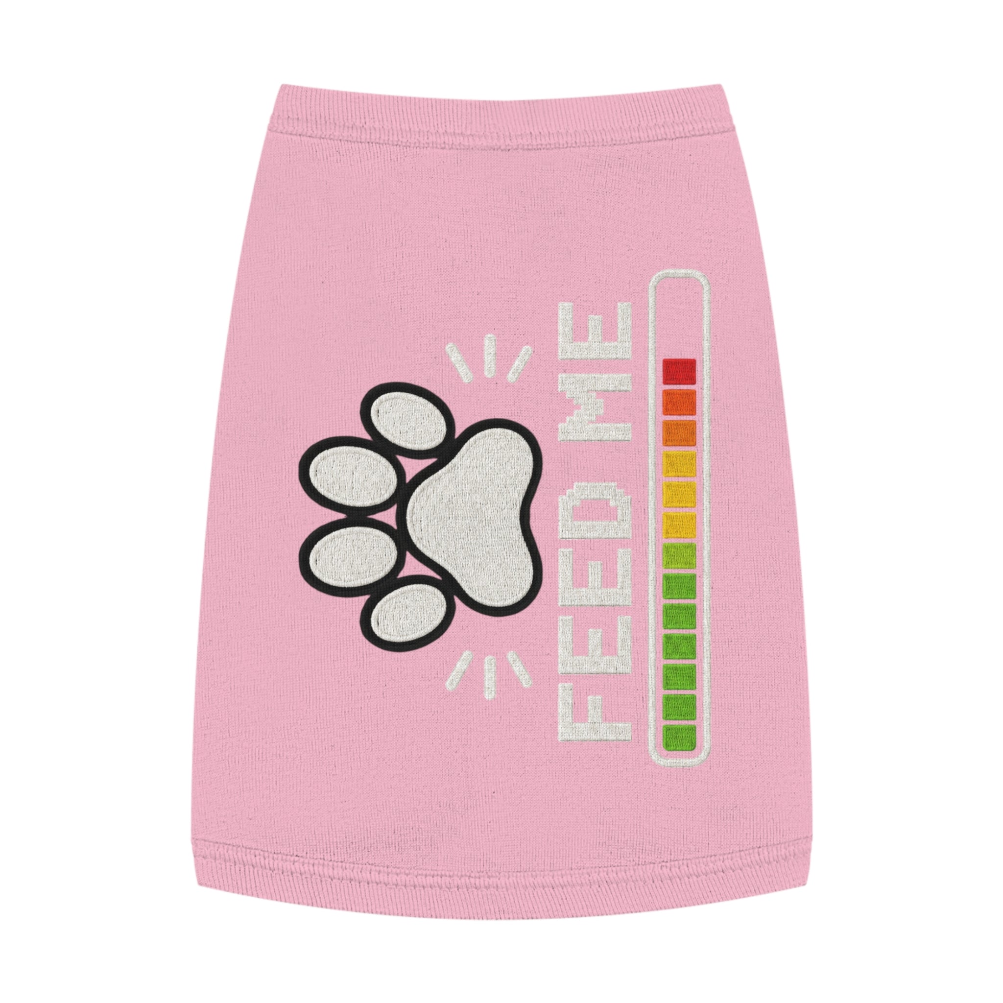 PG Pet Tank Top - "Feed Me" Paw Print Hunger Meter Dog & Cat Shirt