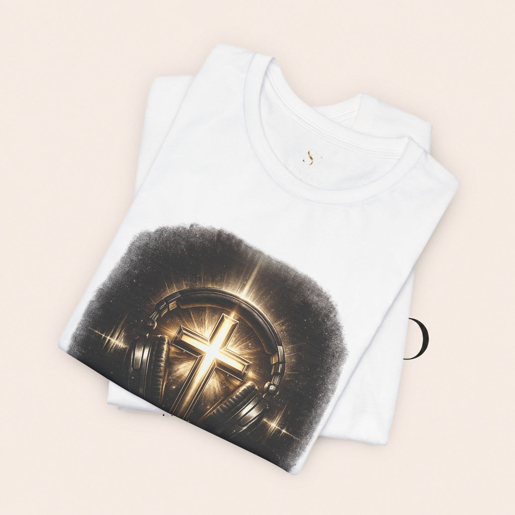 Youth Christian T‑Shirt - "Heaven Sounds Better" Cross Headphones Graphic Tee