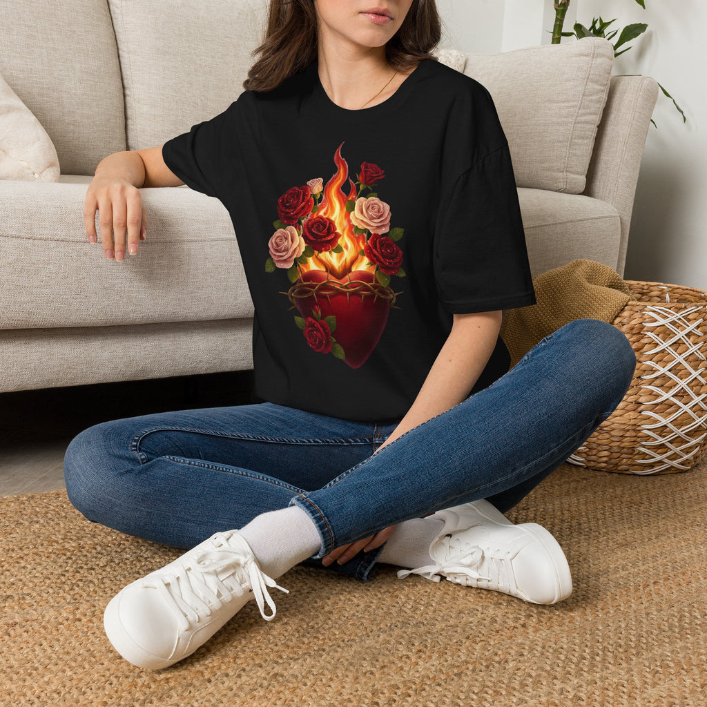 Flaming Heart & Roses T-Shirt