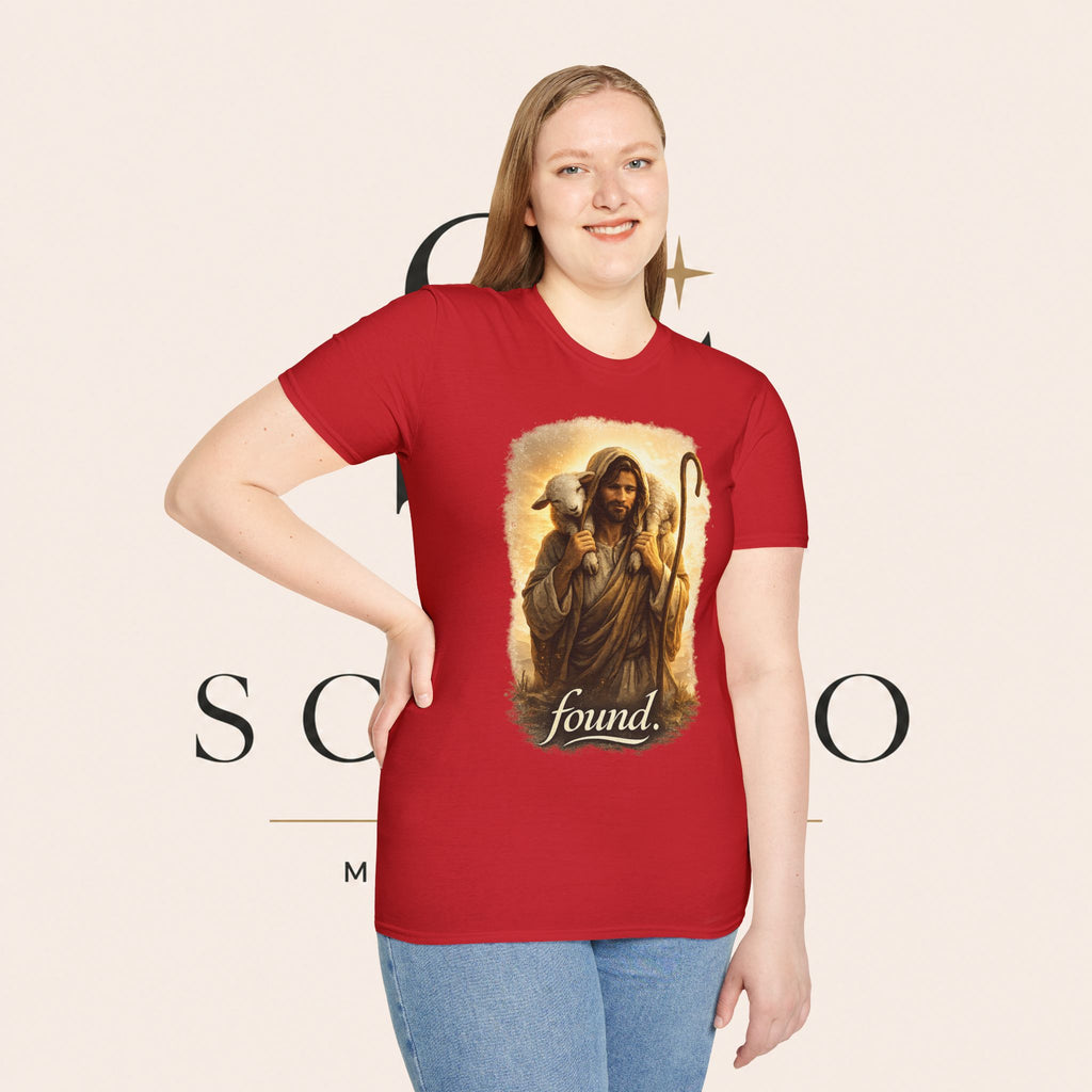 Jesus the Good Shepherd T-Shirt — 'Found.' Christian Faith Tee