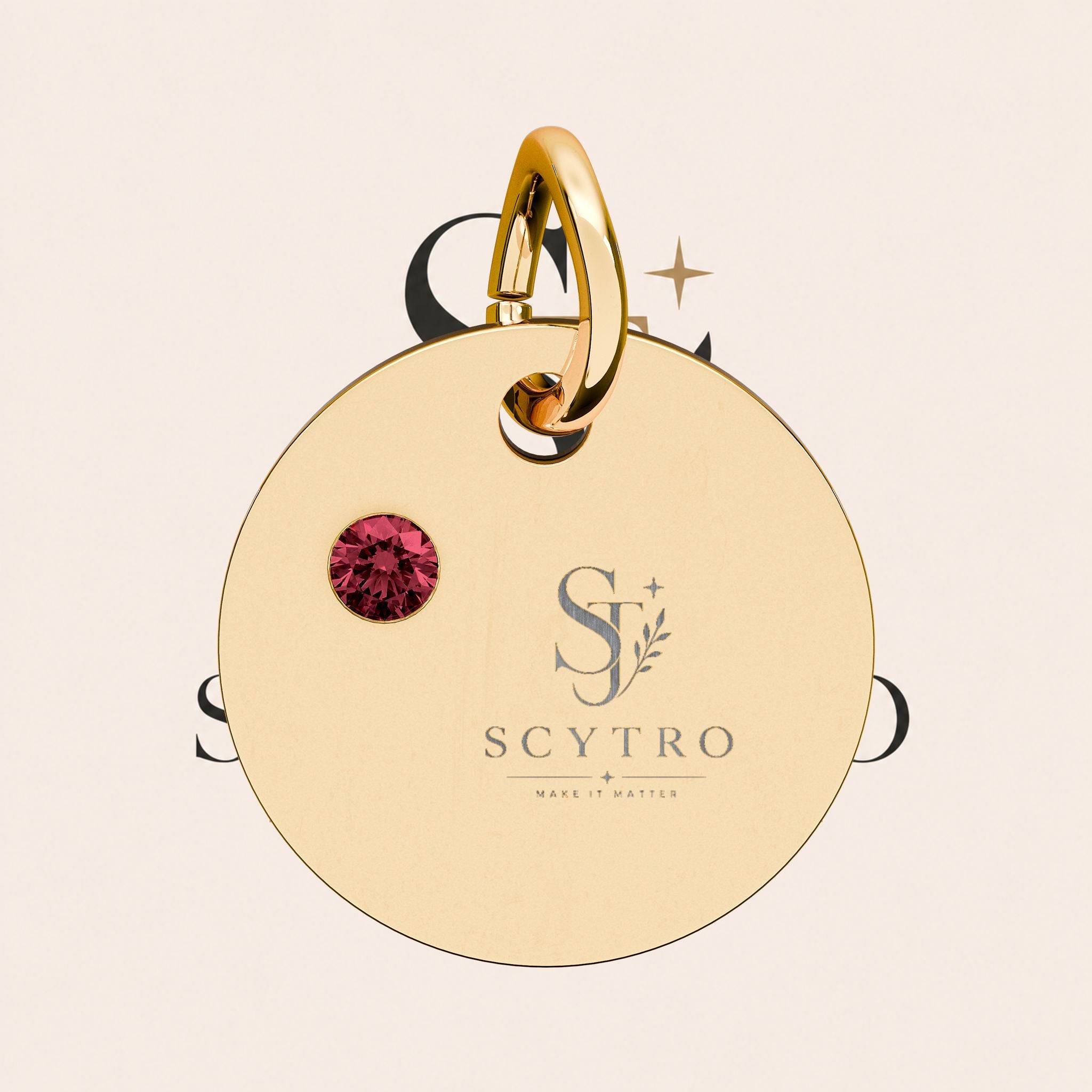 Engravable Birthstone Circle Charm