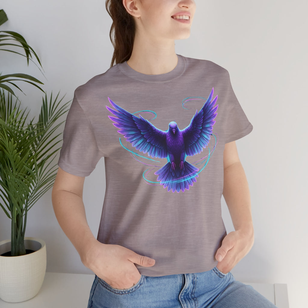 Mystic Raven Tee — Purple Glowing Dove Graphic T-Shirt